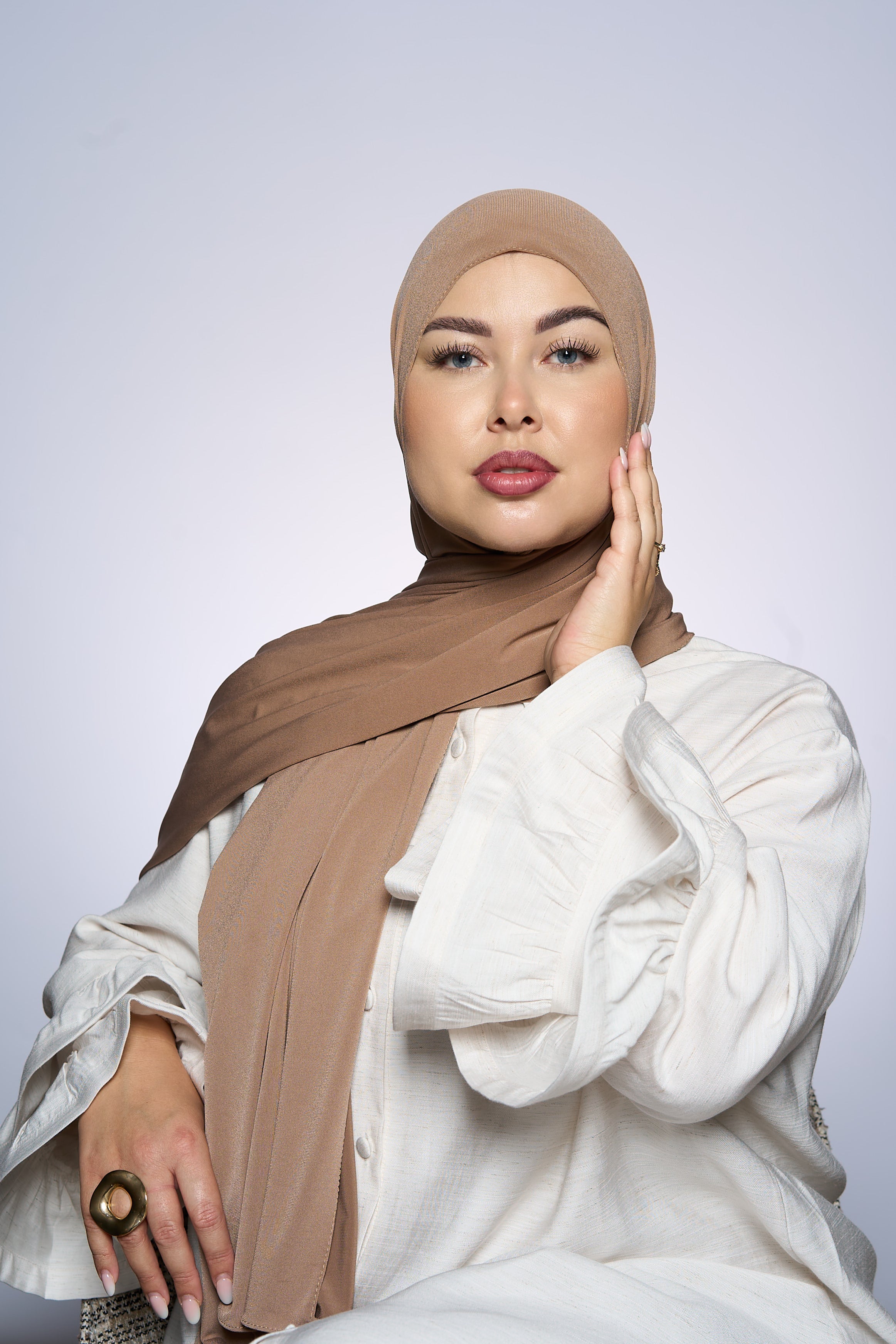 Premium Jersey Hijab Fin - Cacao
