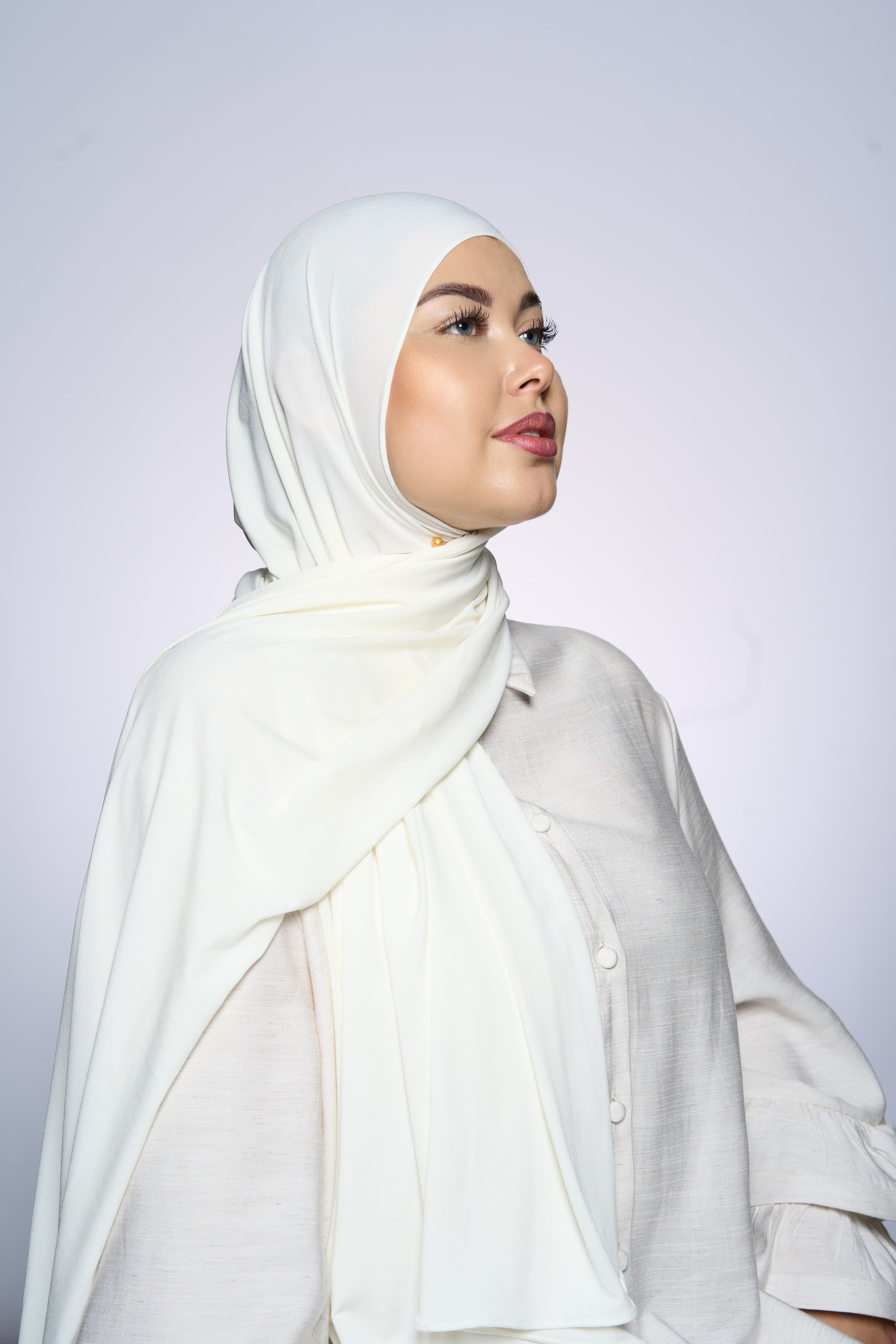 Premium Jersey Hijab Fin - Ivory