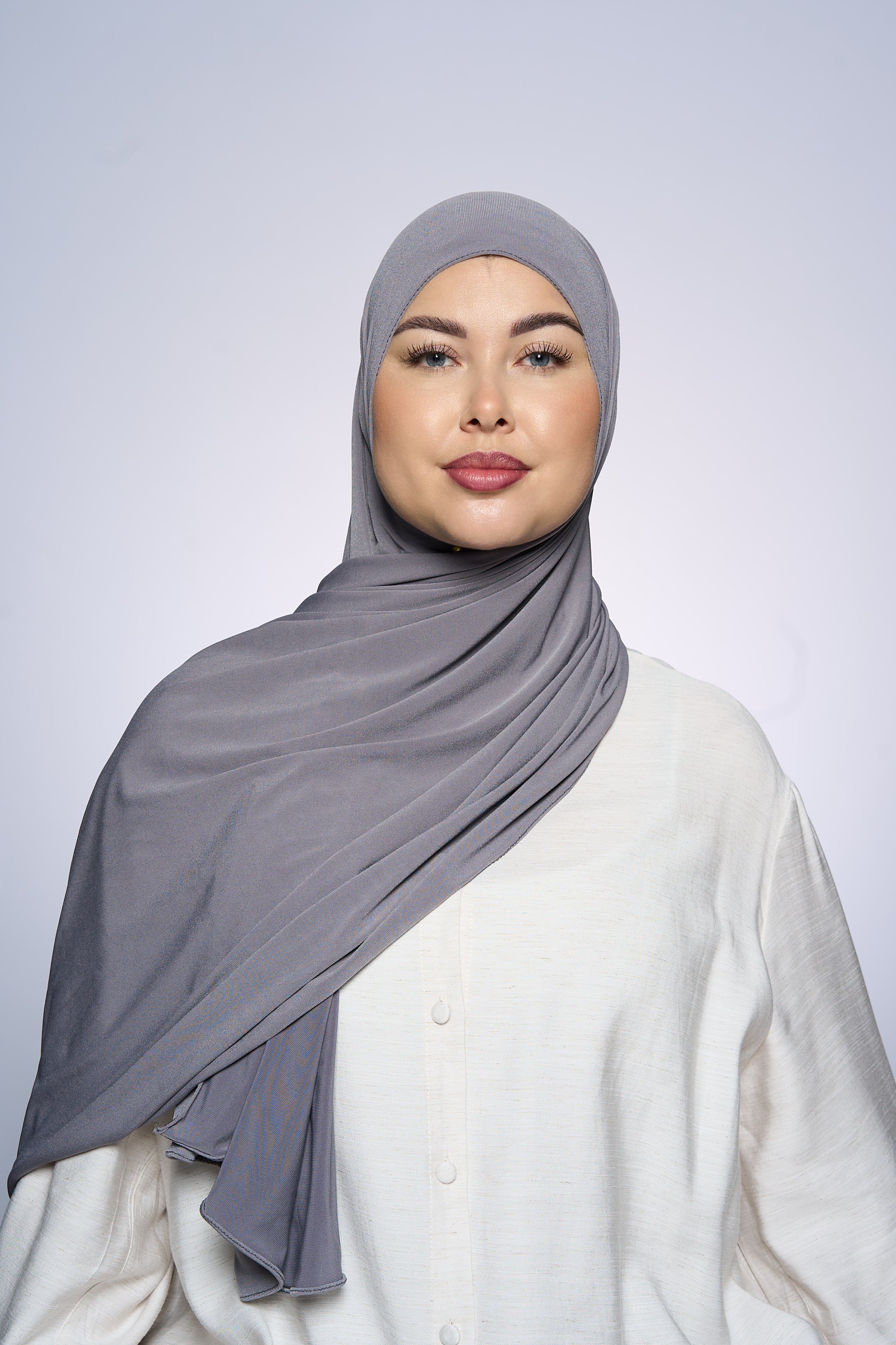Premium Jersey Hijab Fin - Light Gray