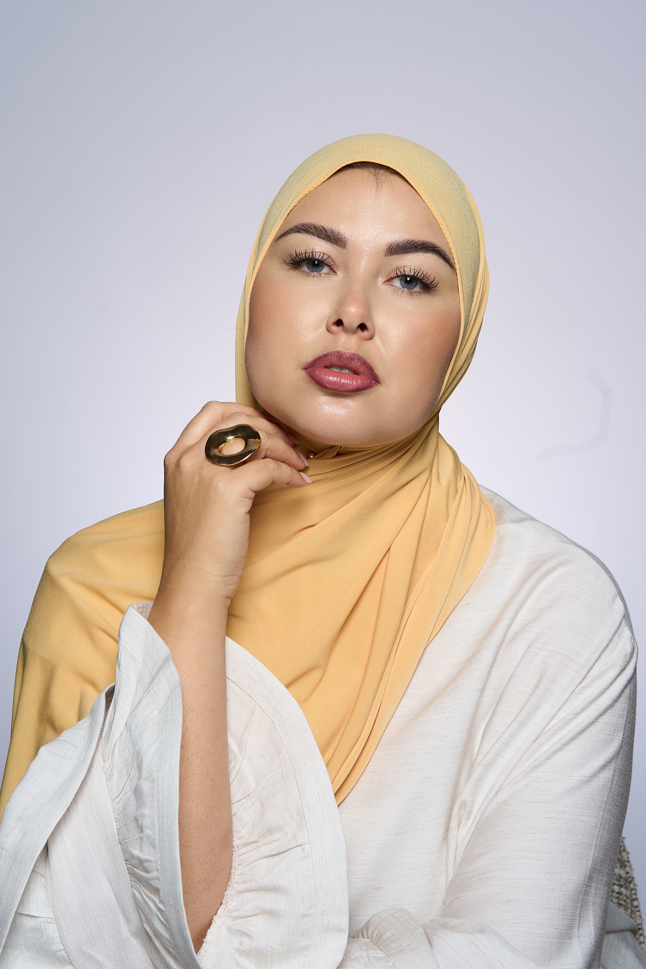 Premium Jersey Hijab Fin - Mellow Yellow