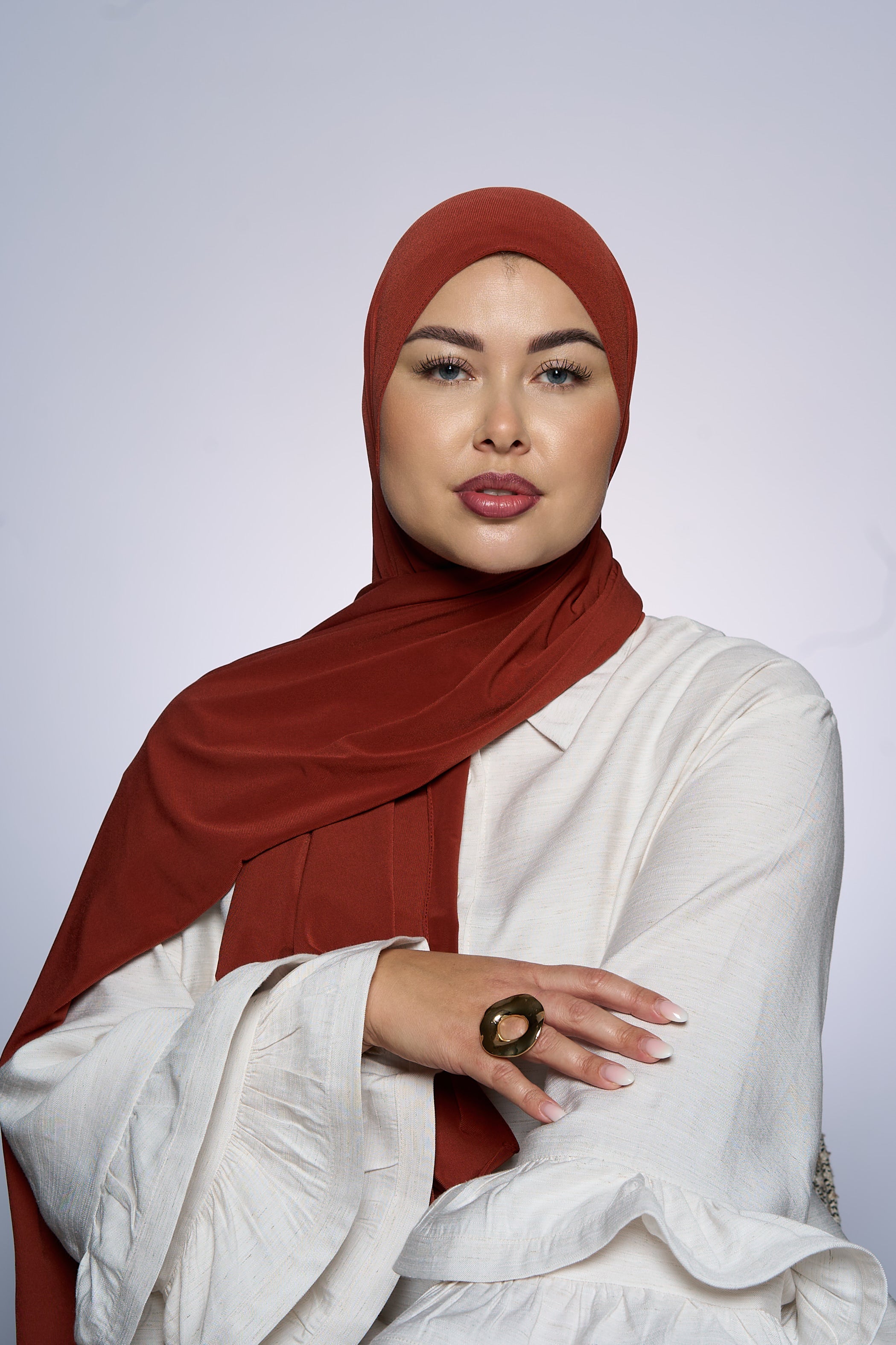 Premium Jersey Hijab Fin - Grape Orange