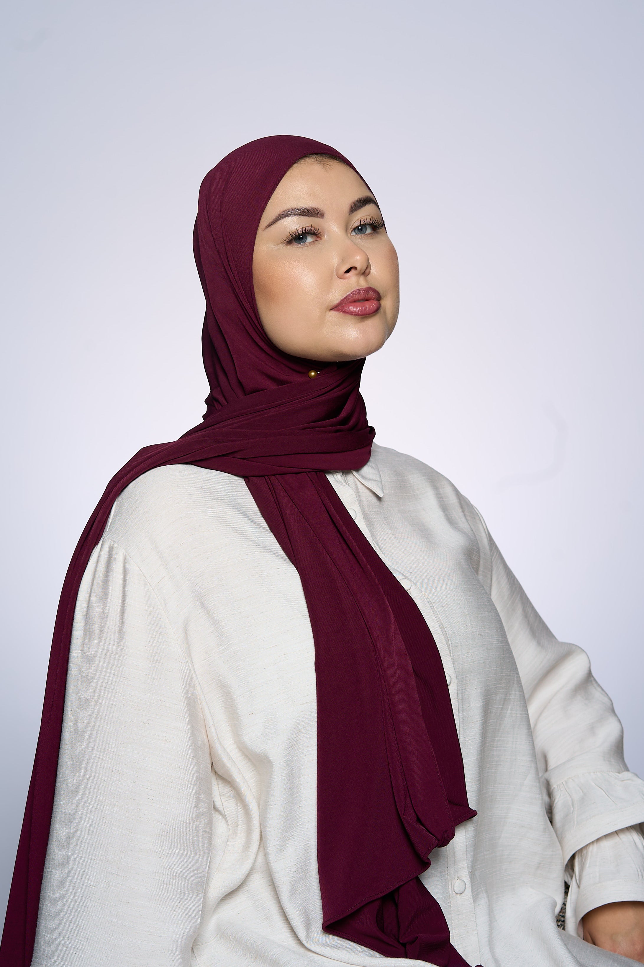 Premium Jersey Hijab Fin - Port Pomegranate