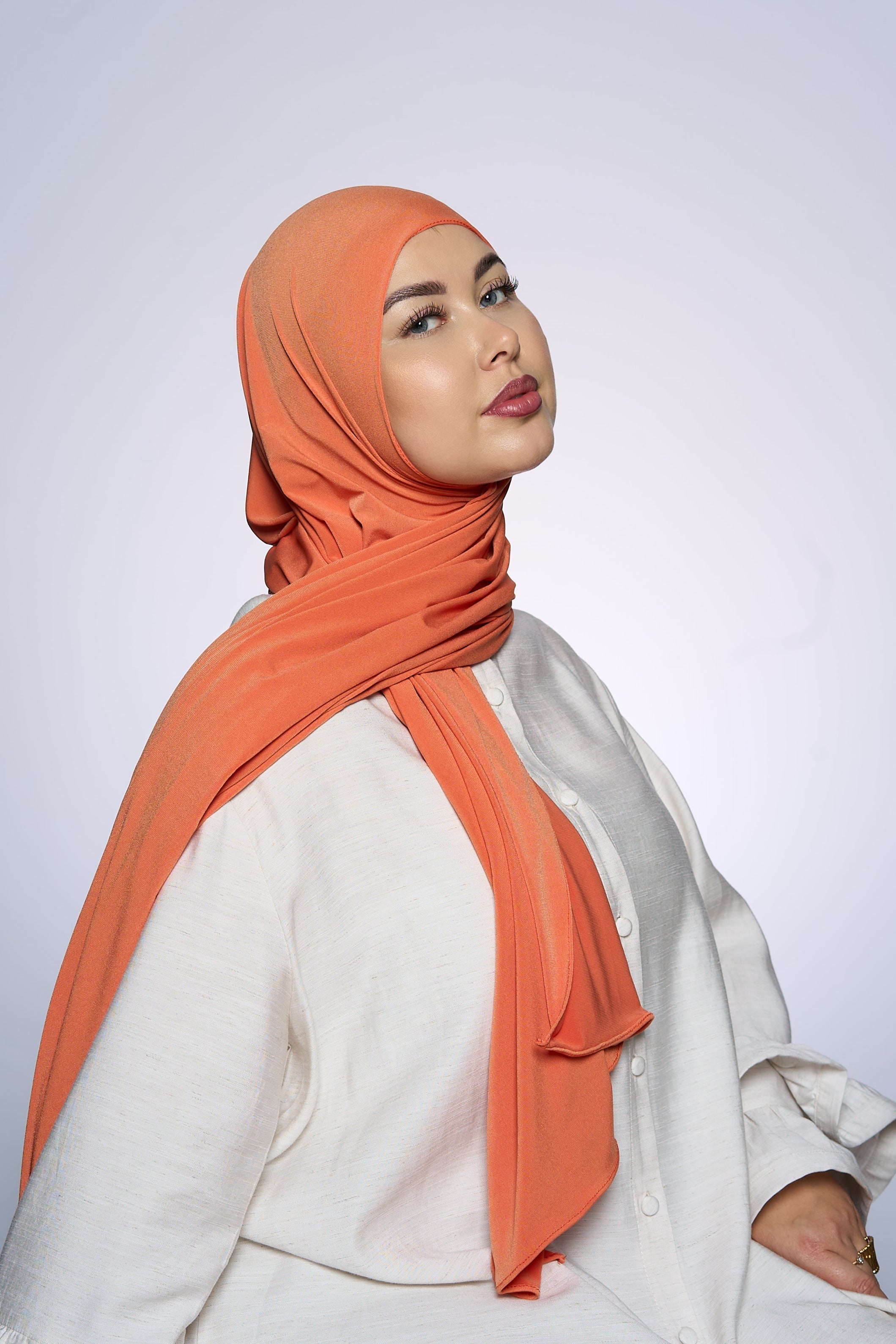 Premium Jersey Hijab Fin - Tangerine