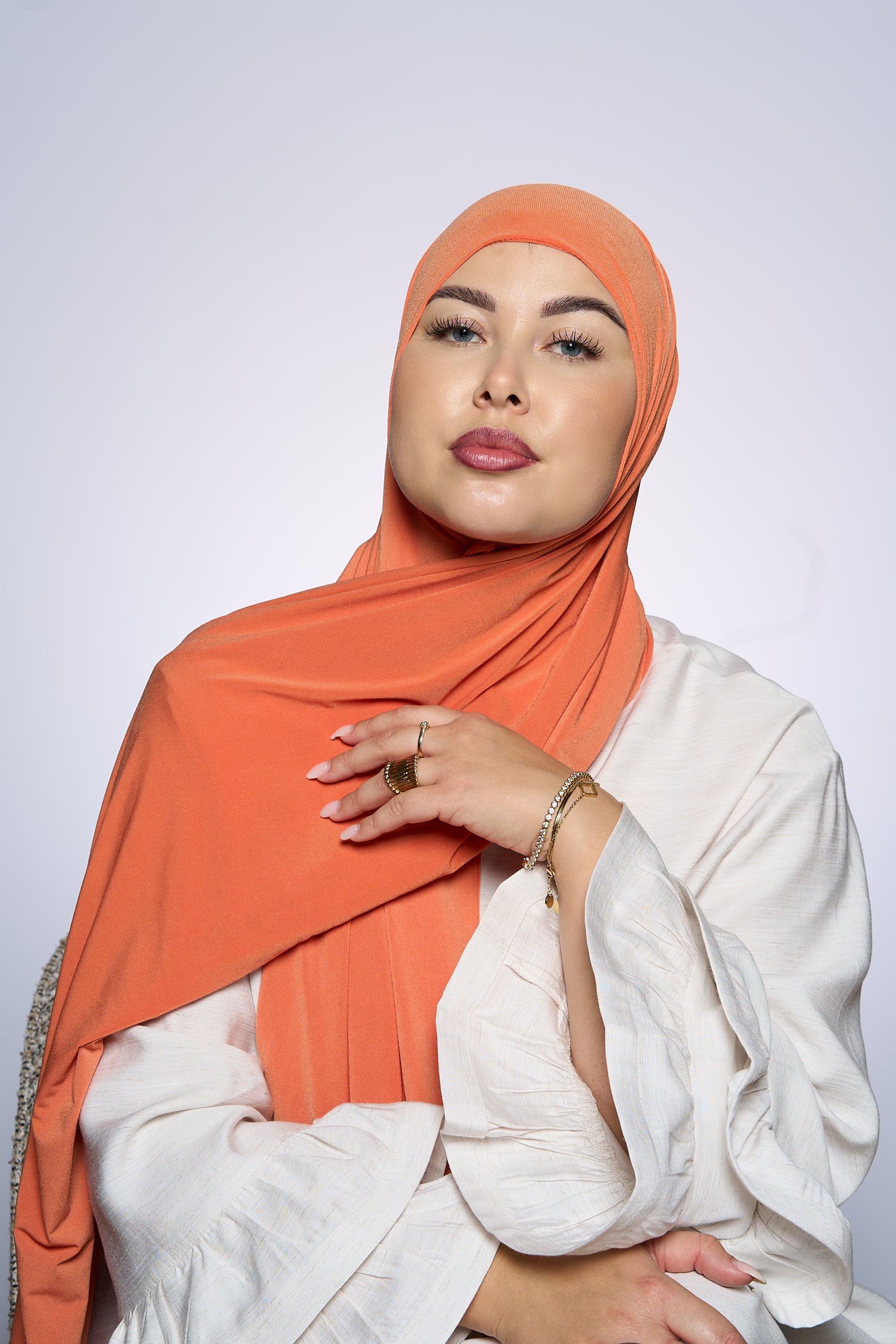 Premium Jersey Hijab Fin - Tangerine