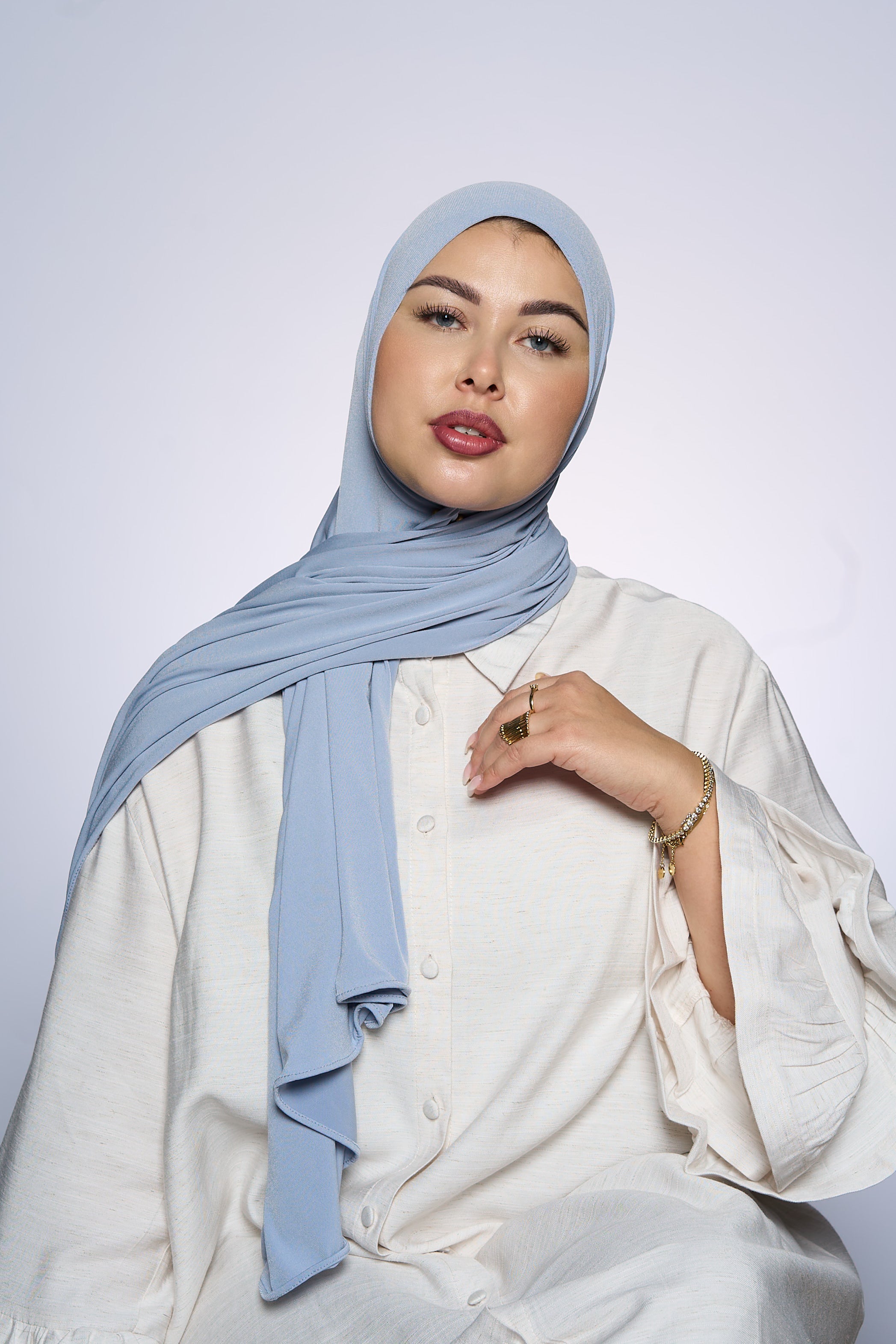 Premium Jersey Hijab Fin - Silver Gray