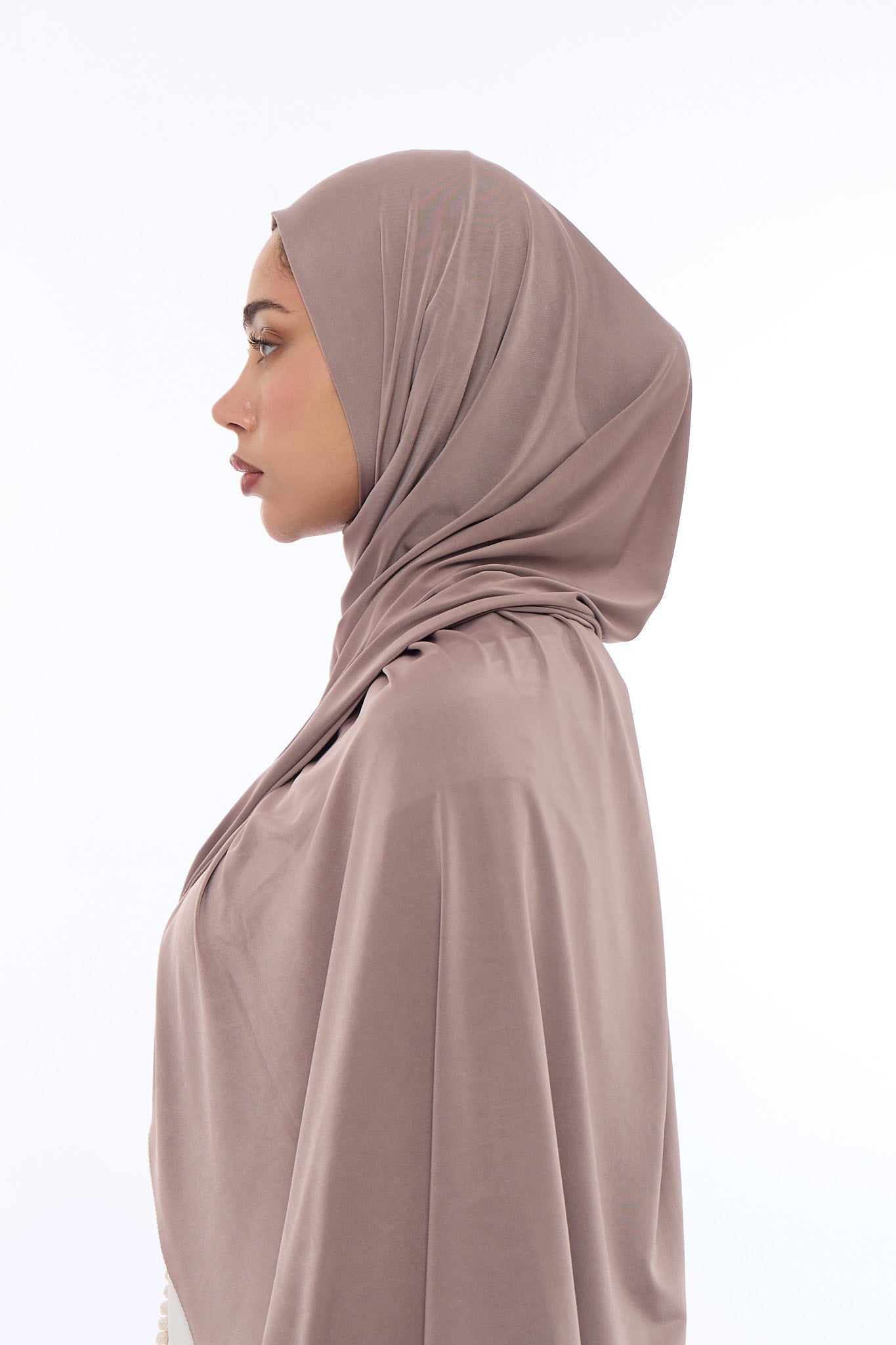Liquid Jersey Hijab Min - Cacao brown