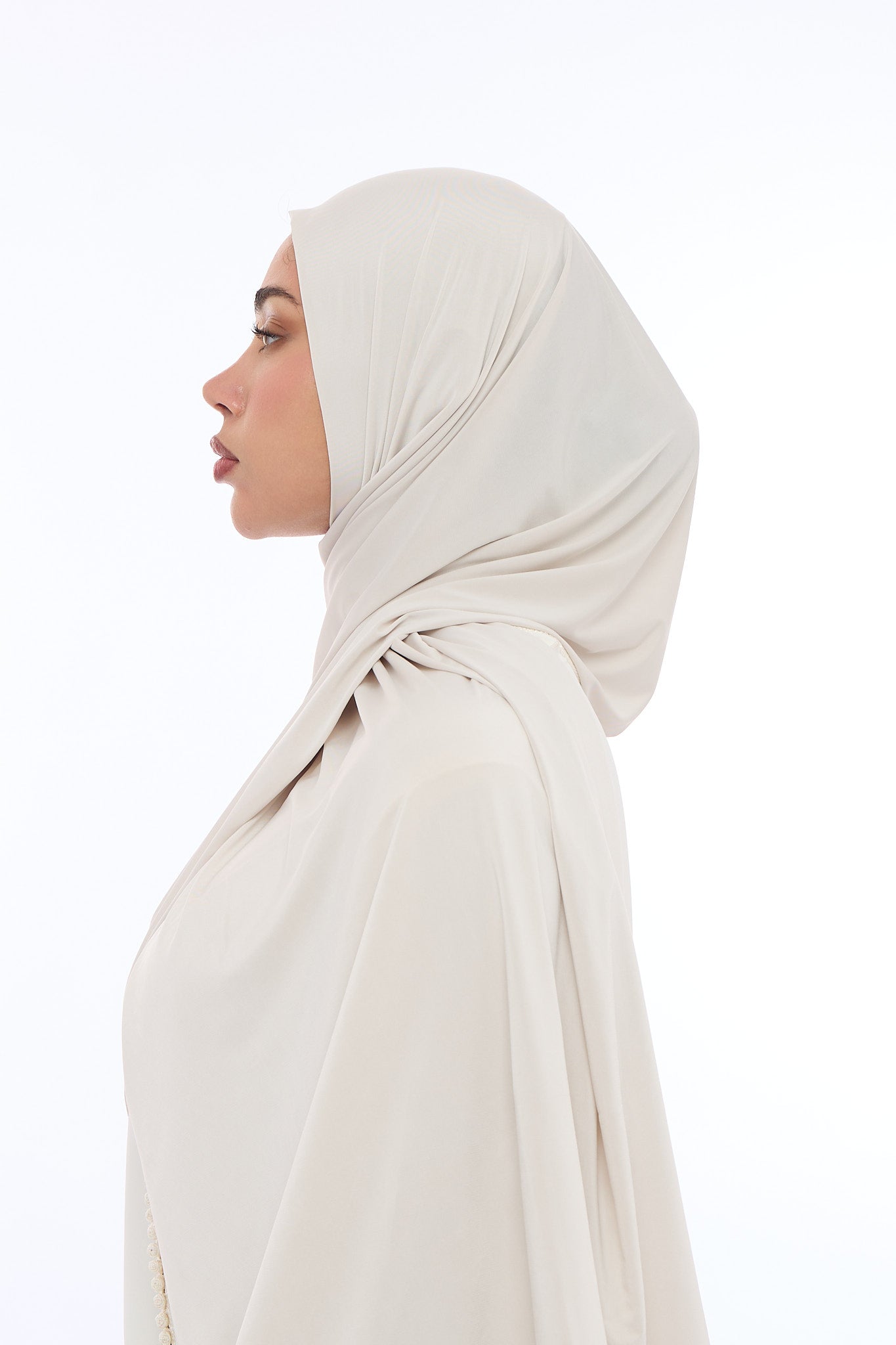 Liquid Jersey Hijab Min - Champagne Beige