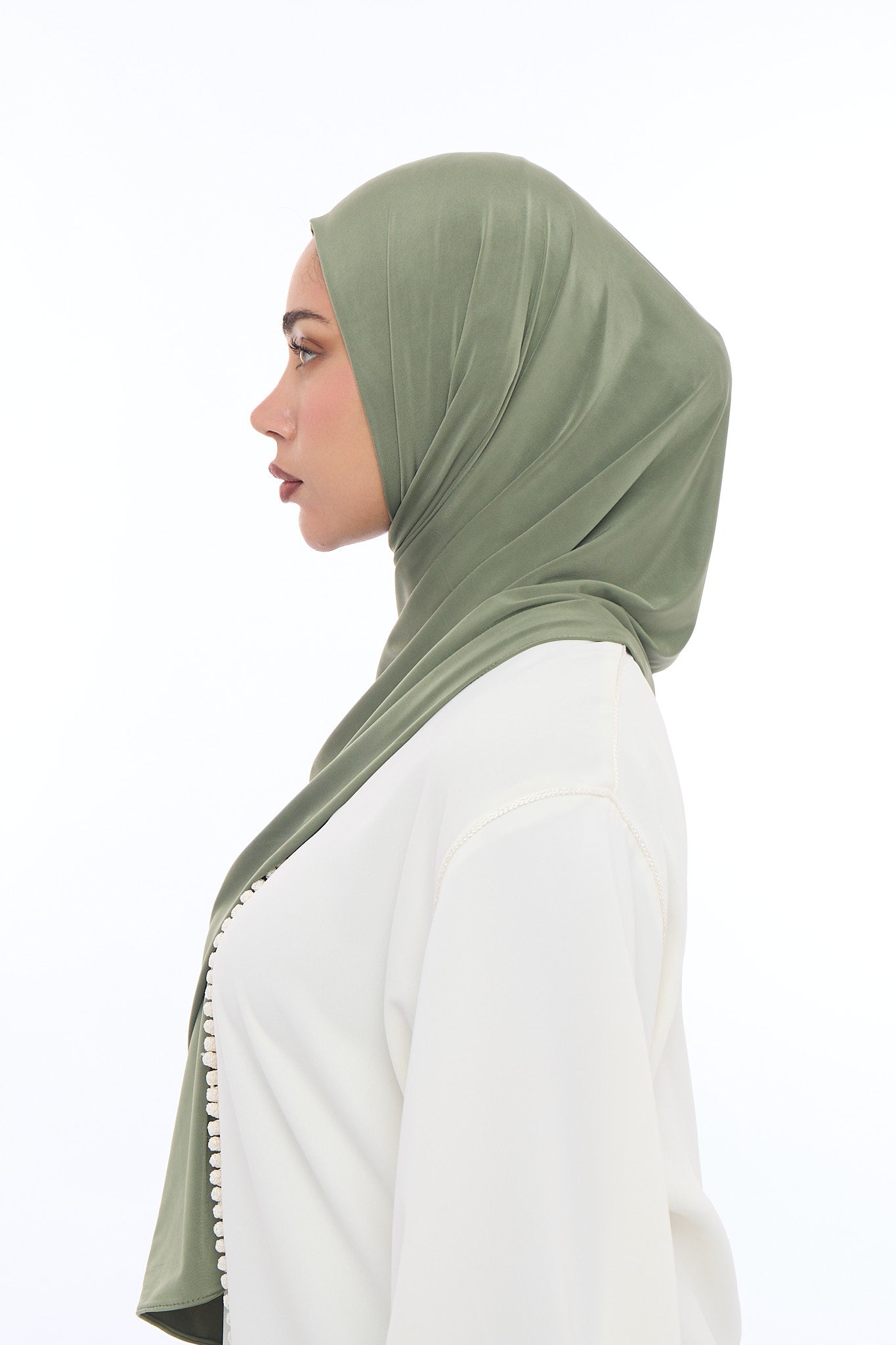 Liquid Jersey Hijab Min - Olive Green