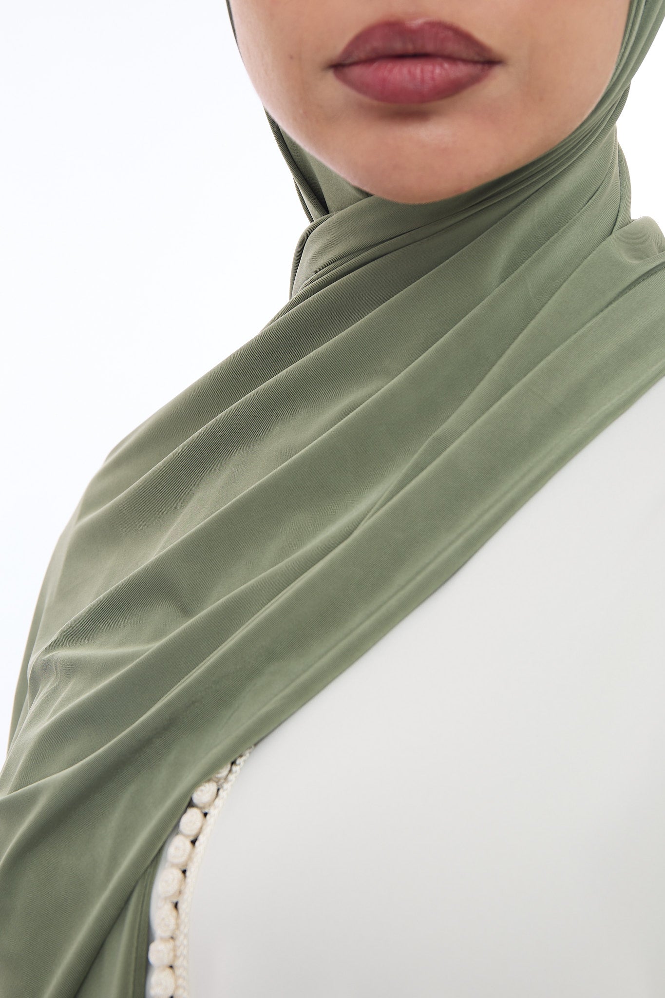 Liquid Jersey Hijab Min - Olive Green