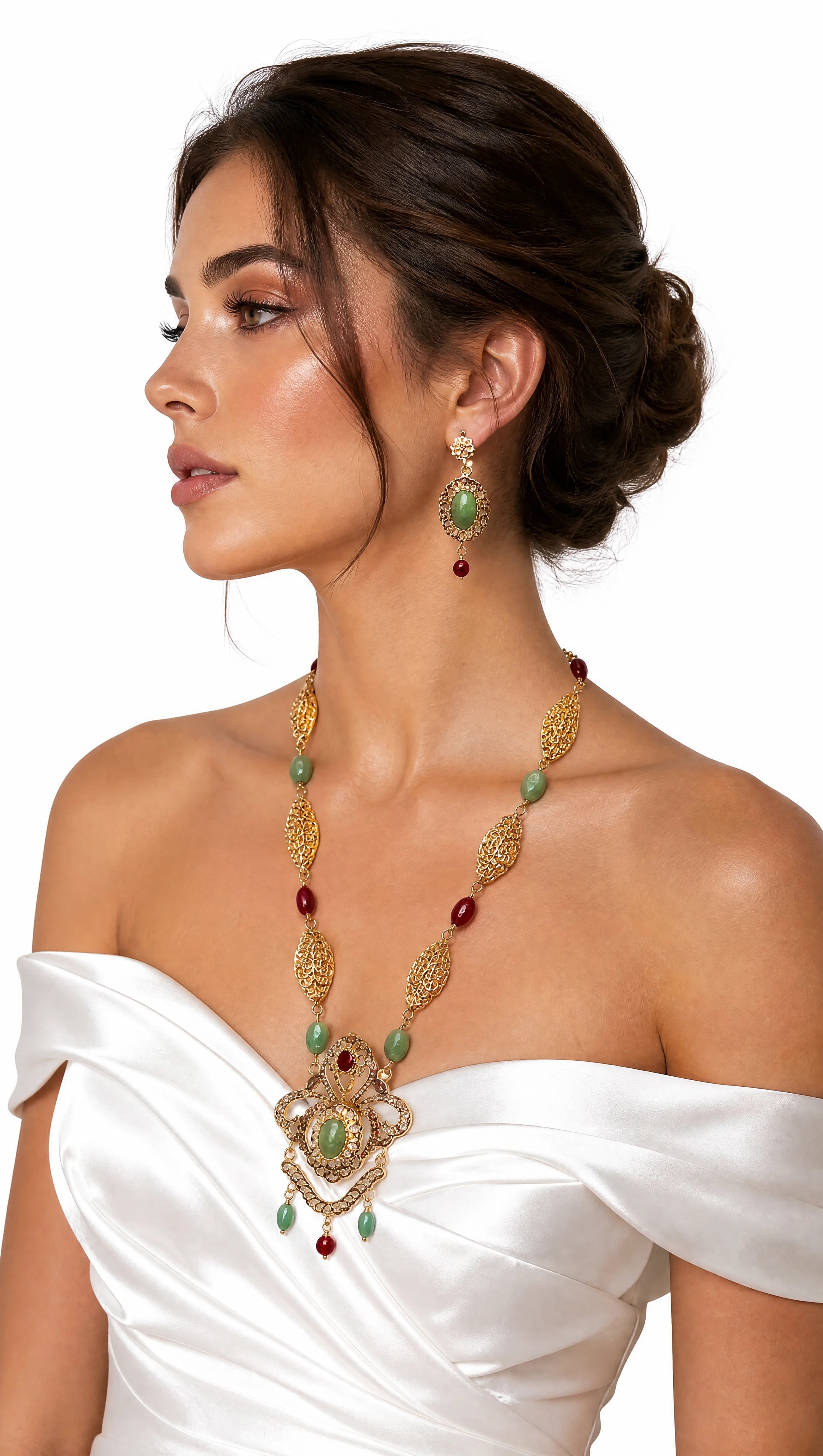 Set Necklace Nas Bordeaux/Mintgreen