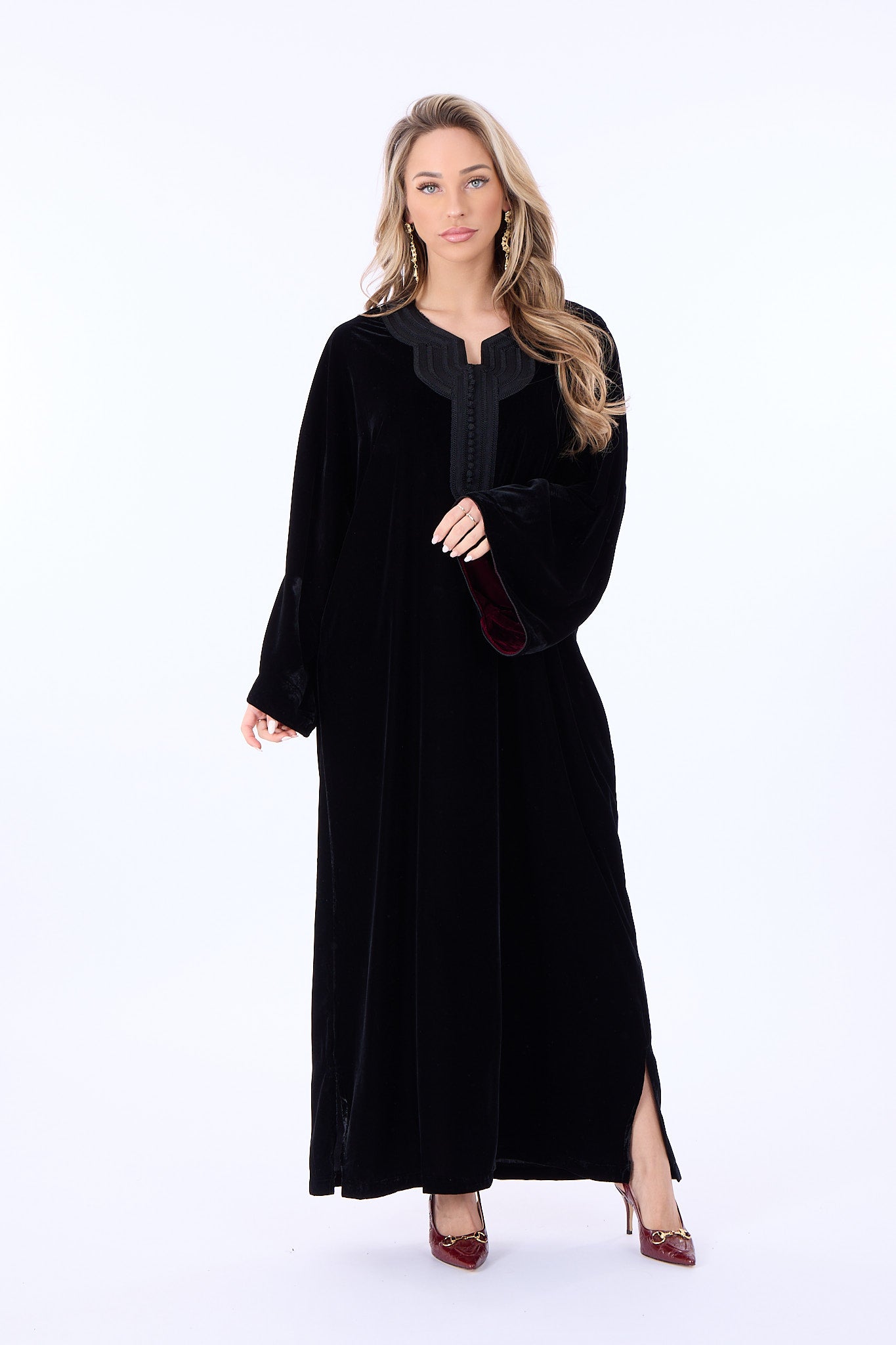 Caftan Hala Black-Bordeaux
