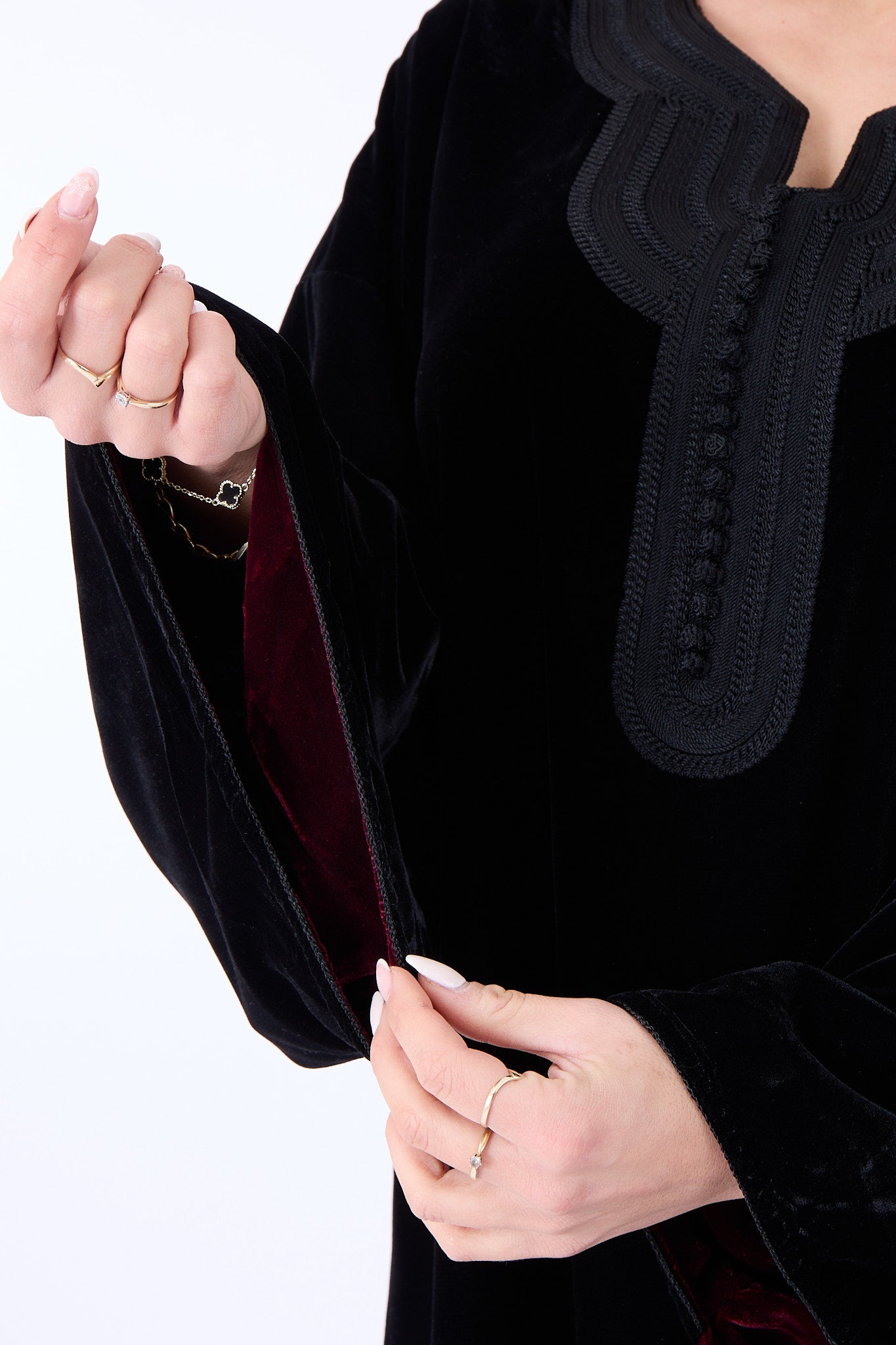 Caftan Hala Black-Bordeaux