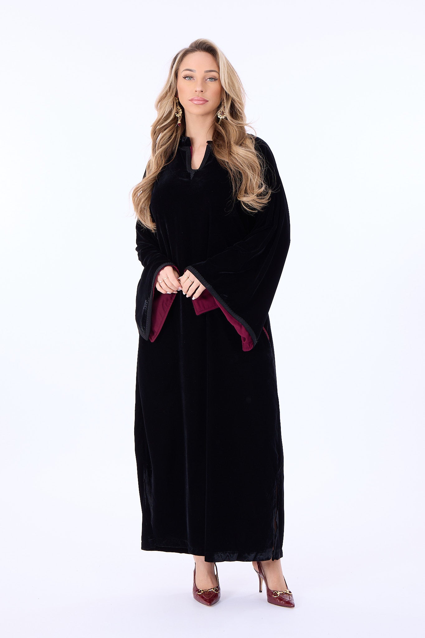 Caftan Mayar Black-Bordeaux
