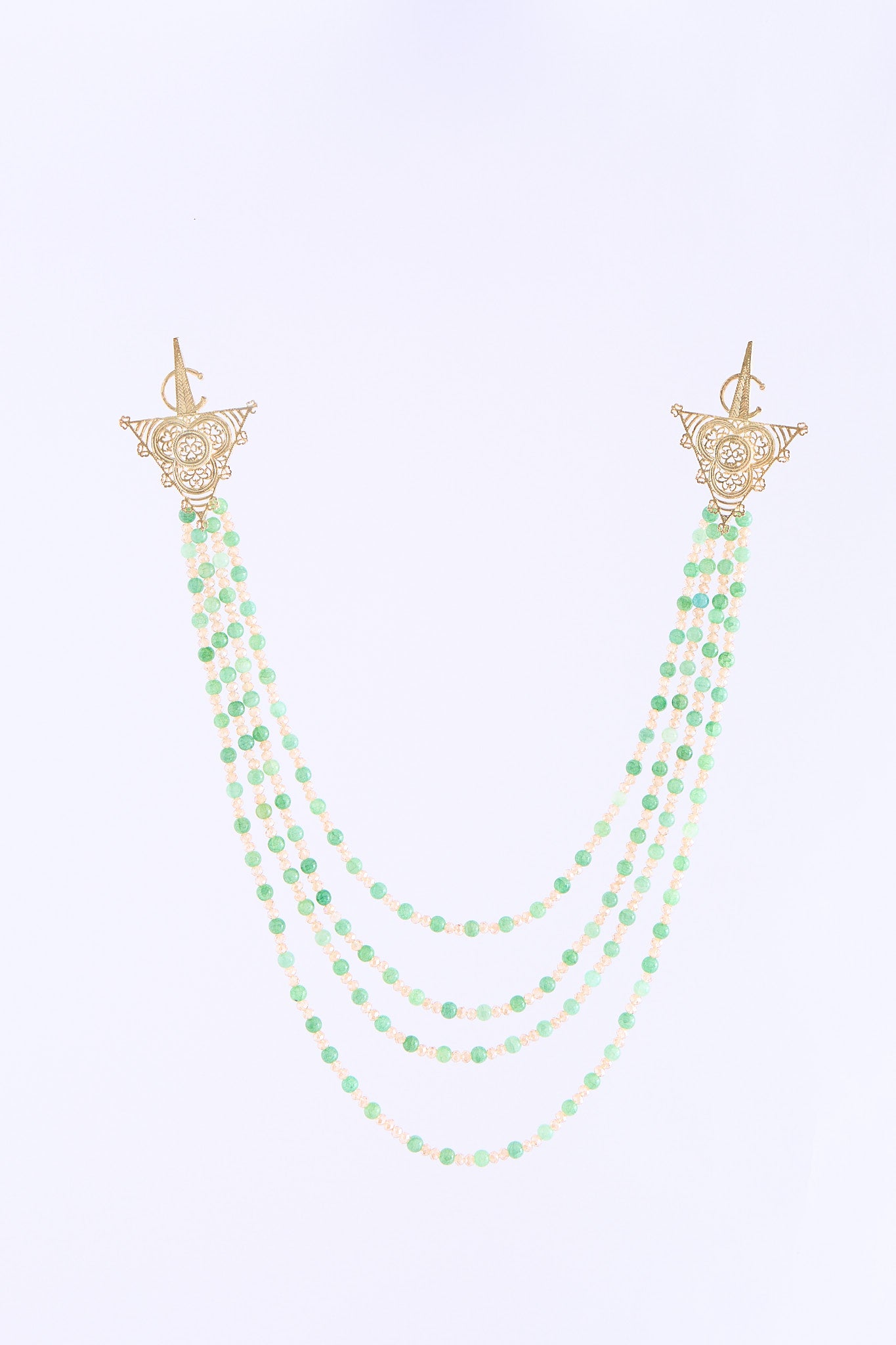 Shoulder necklace gold/green