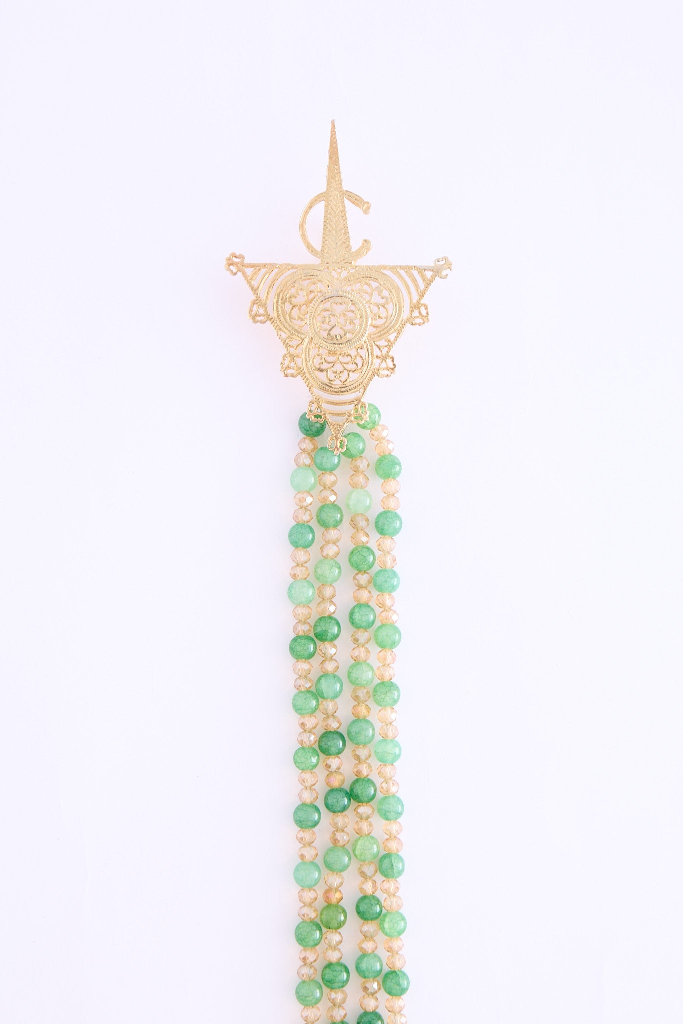 Shoulder necklace gold/green