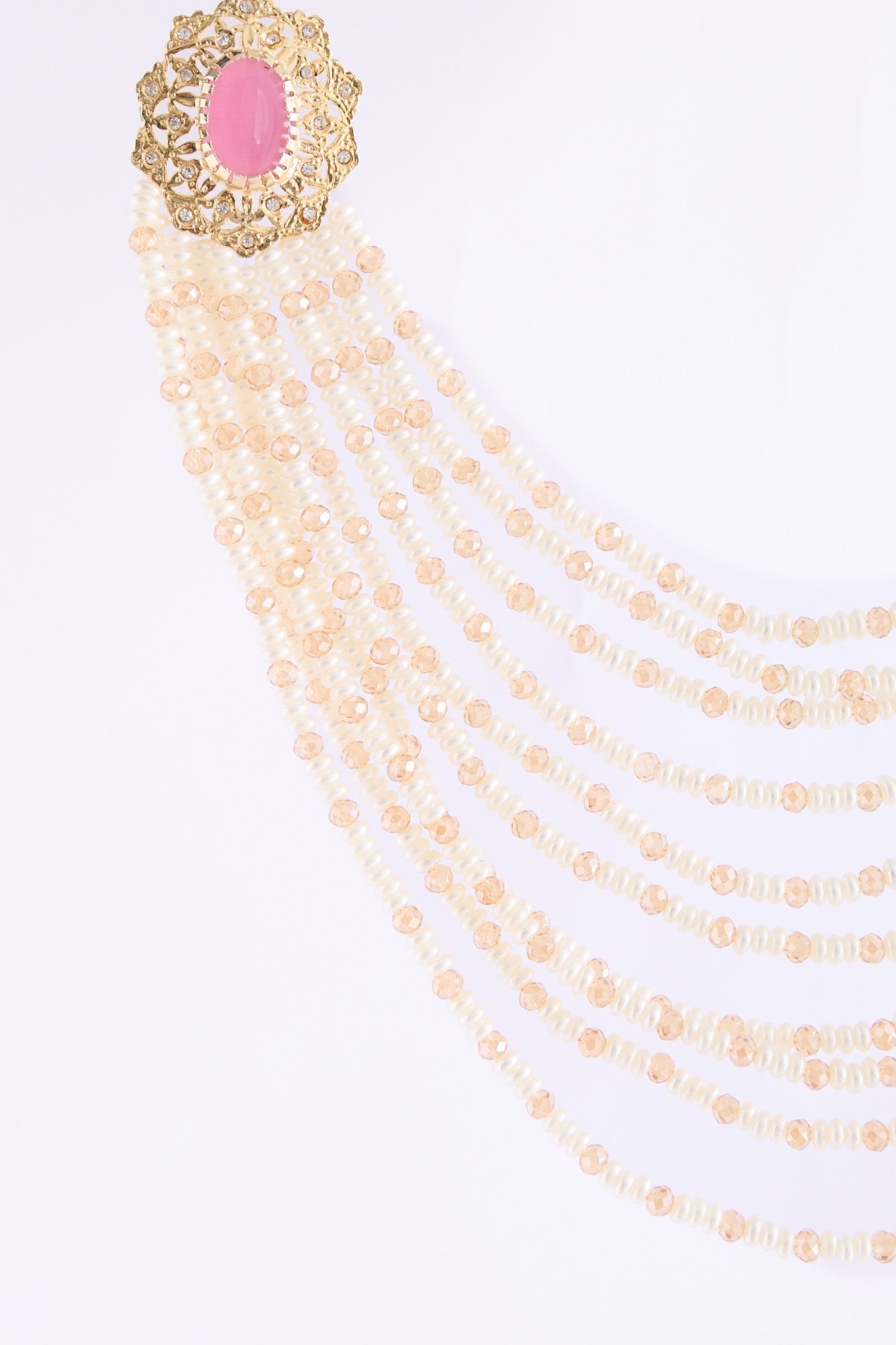 shoulder Necklace Brokenwhite/Pink