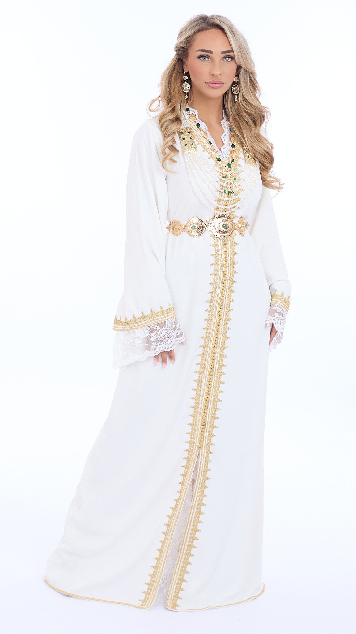 Caftan Amira White/Gold