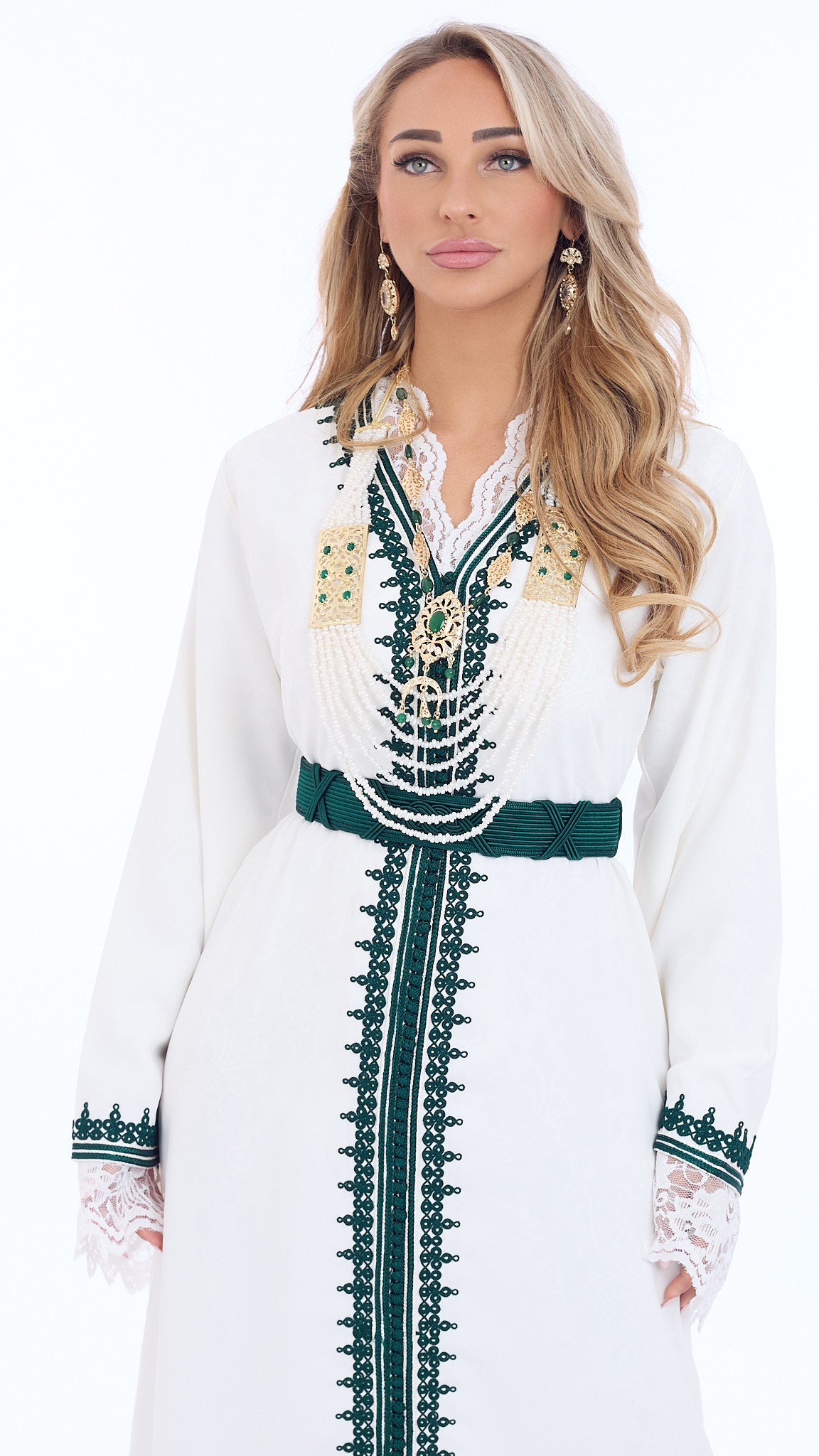 Caftan Amira White/Green