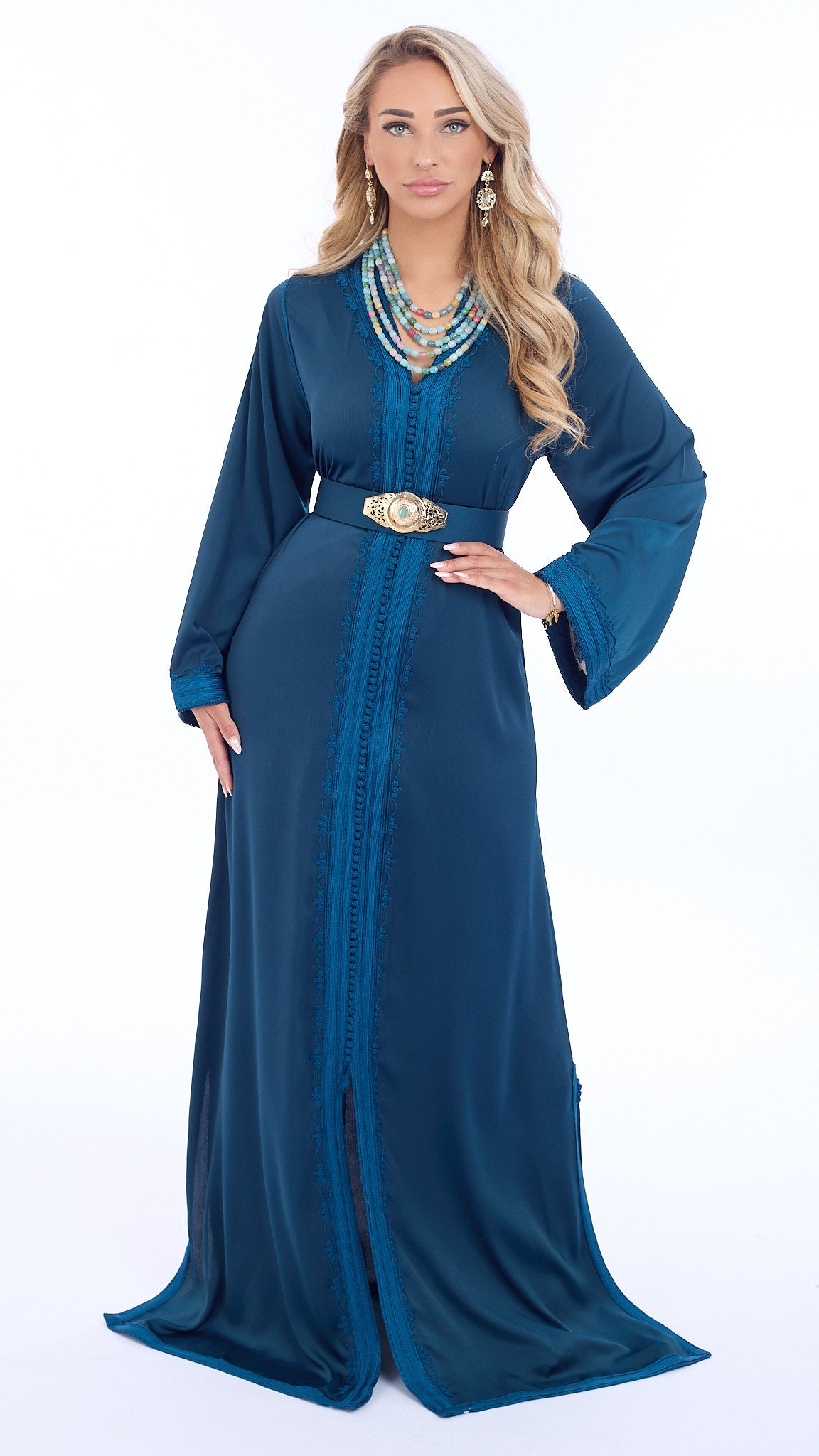 Caftan Riham Blue Petrol