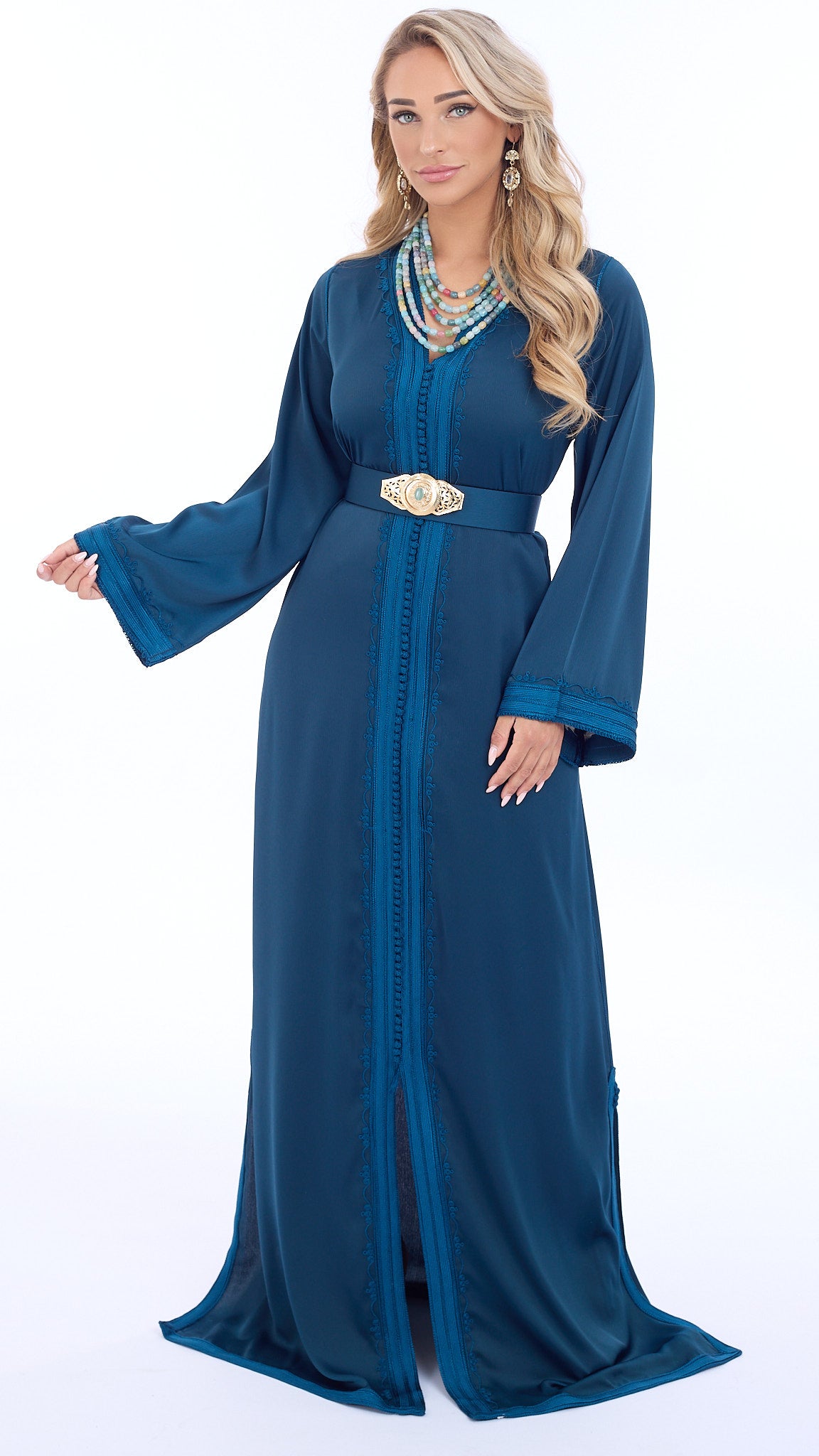 Caftan Riham Blue Petrol