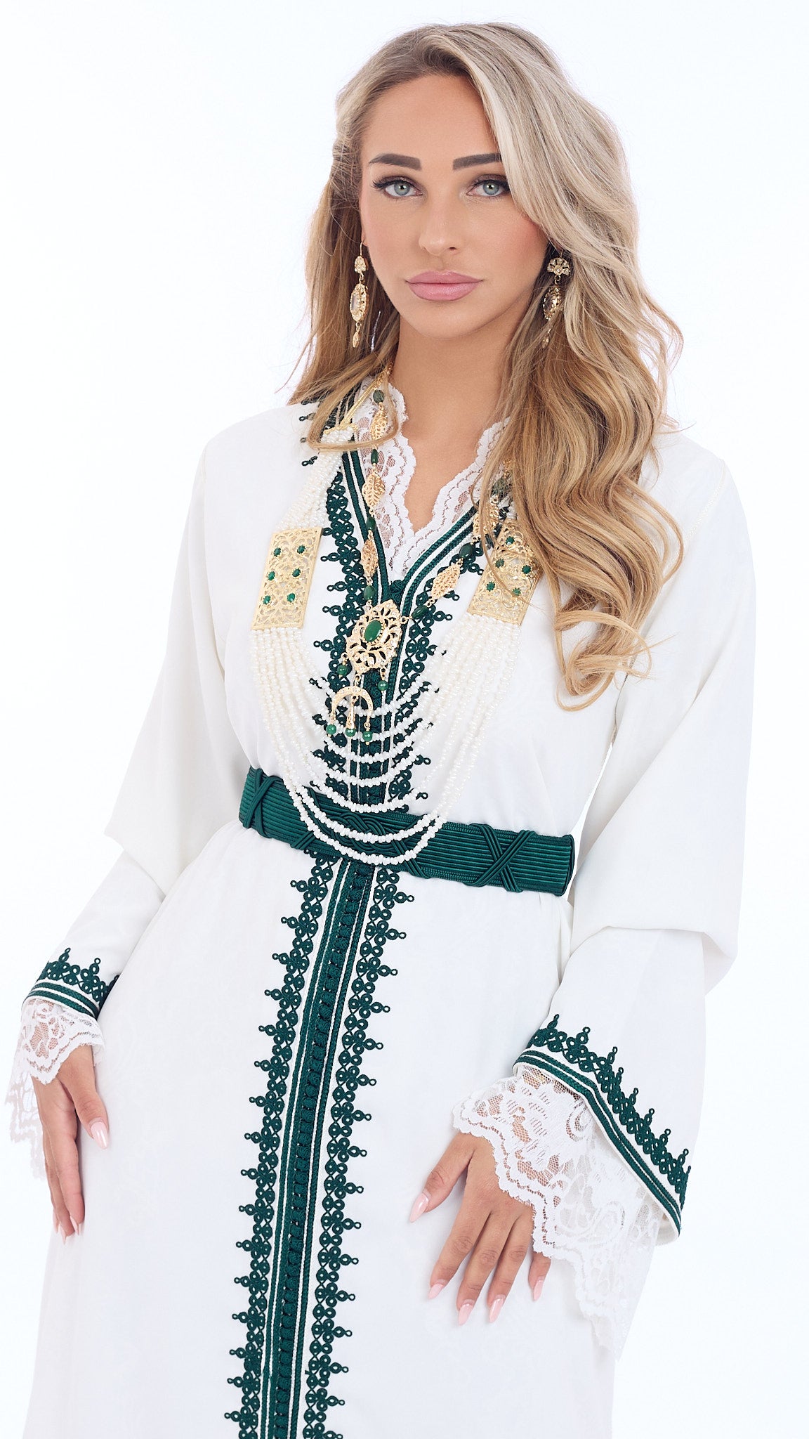 Caftan Amira White/Green