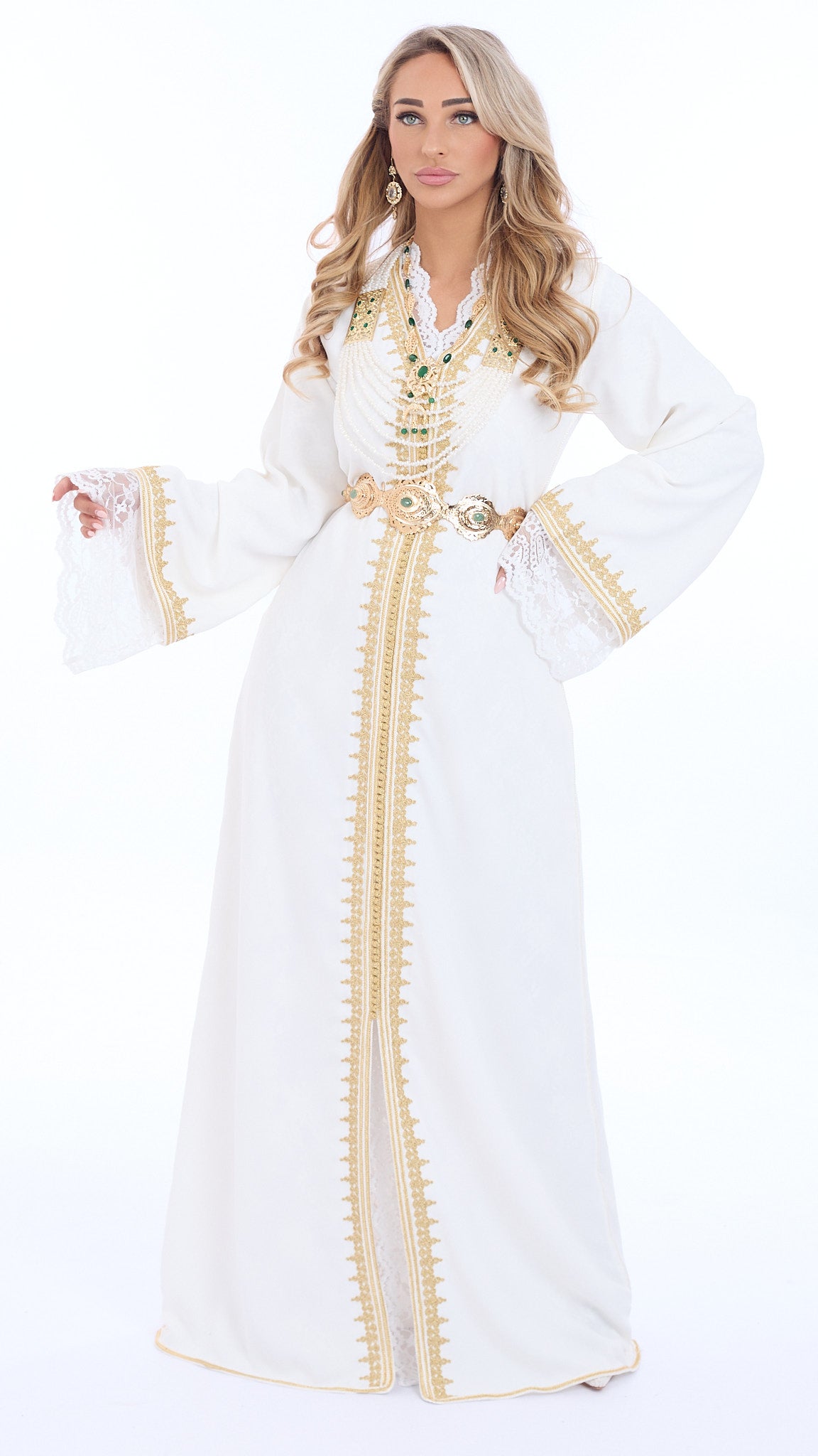 Caftan Amira White/Gold
