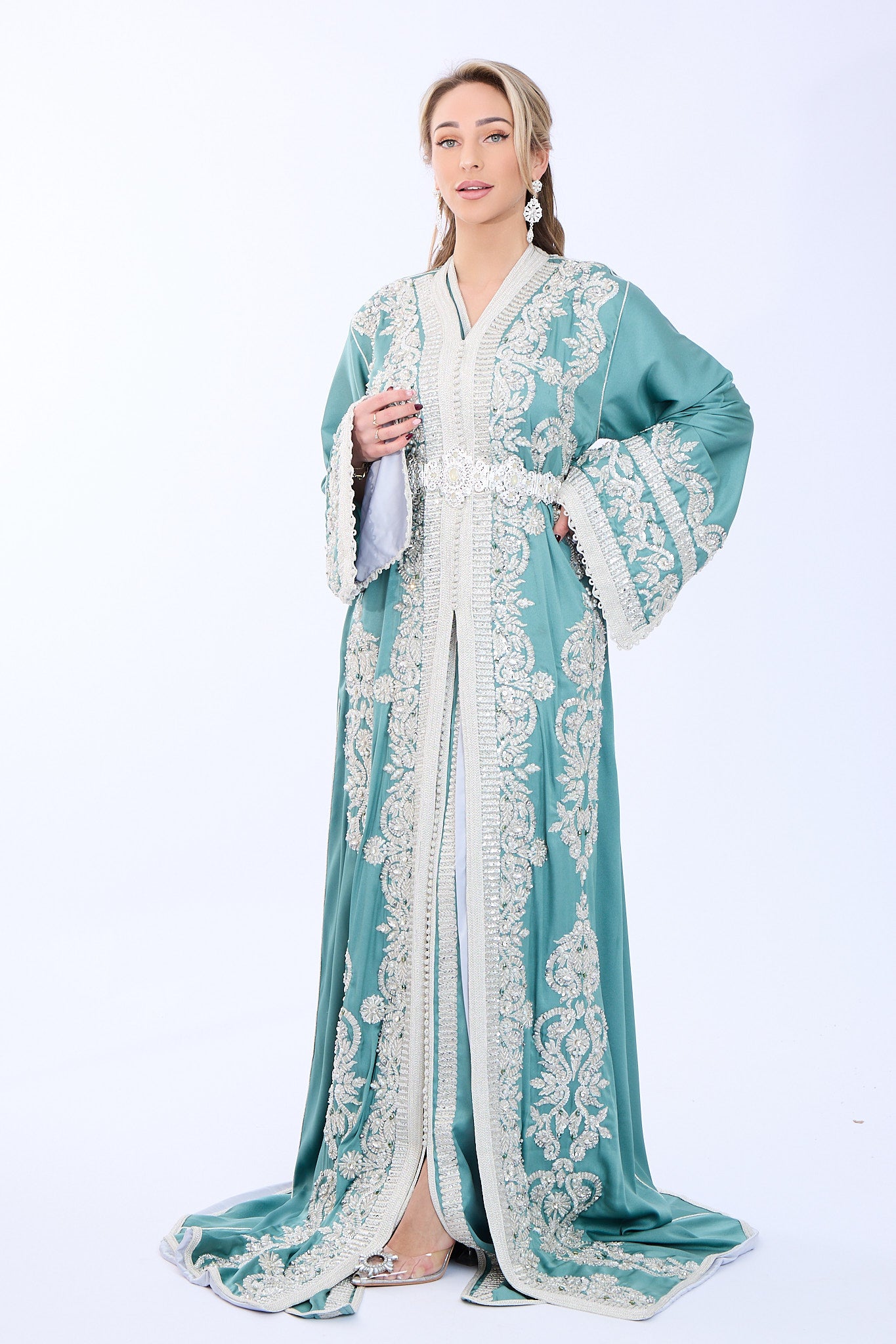 Exclusieve Caftan Haya Mintgreen
