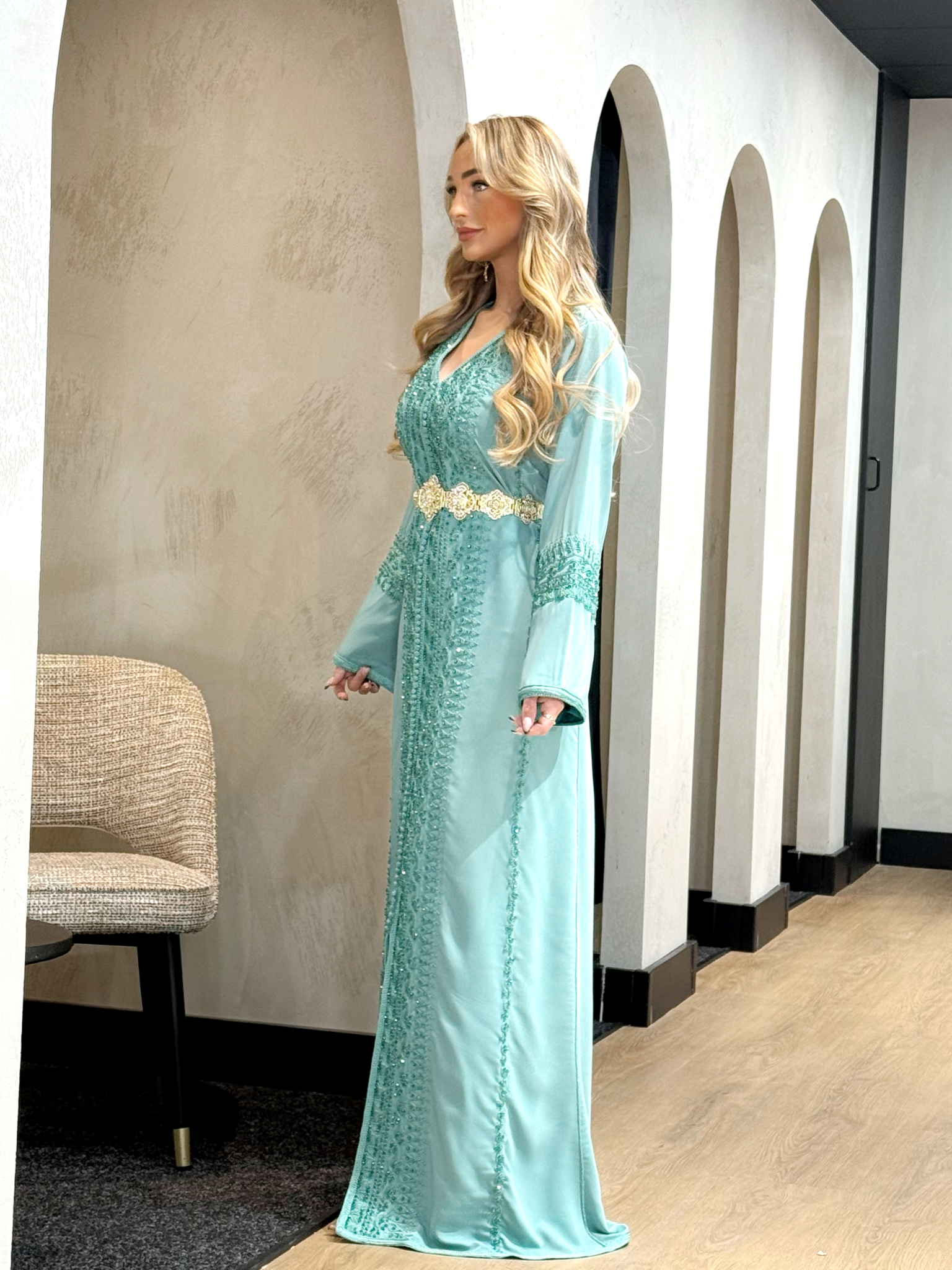 Caftan Lamyae Green Pale