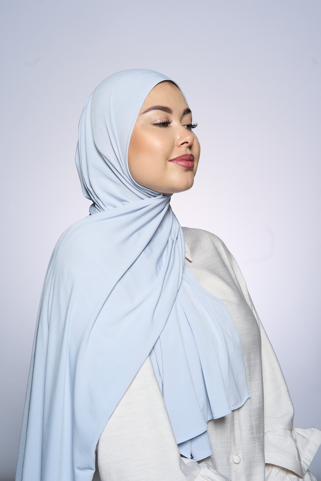 Premium Jersey Hijab Fin - Light Silver