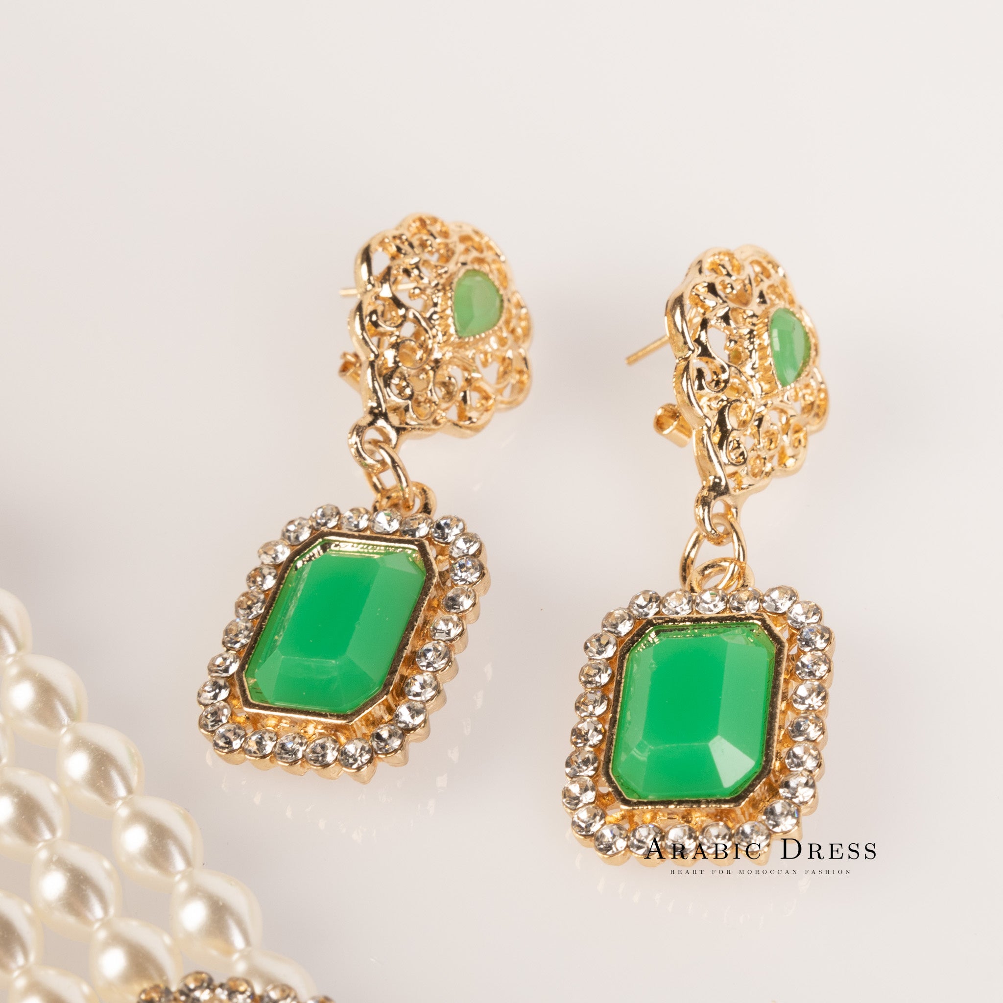 Mimi pearl green necklace set