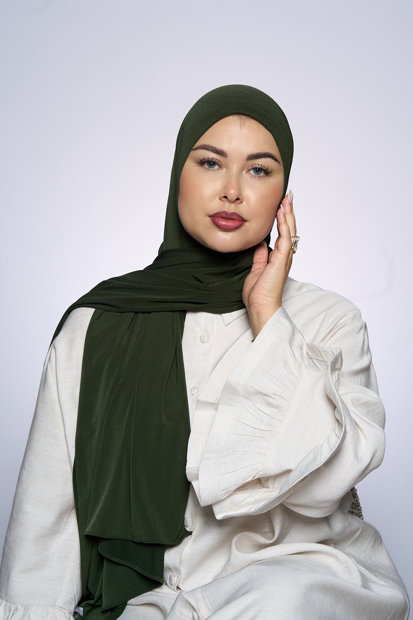 Premium Jersey Hijab Fin - Moss Green
