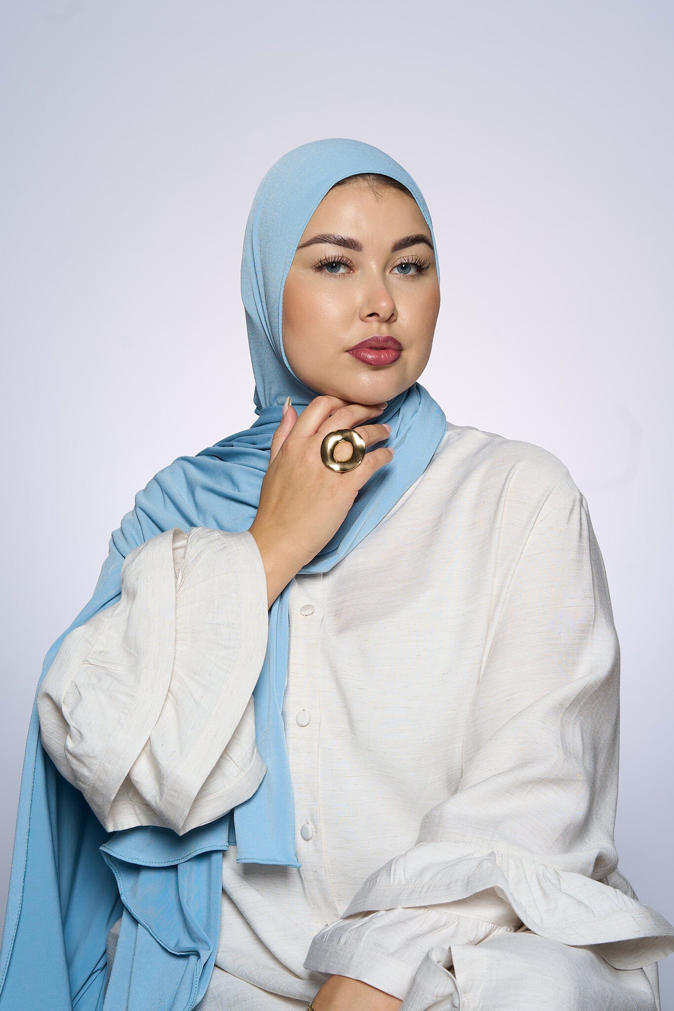 Premium Jersey Hijab Fin - Sea Gray