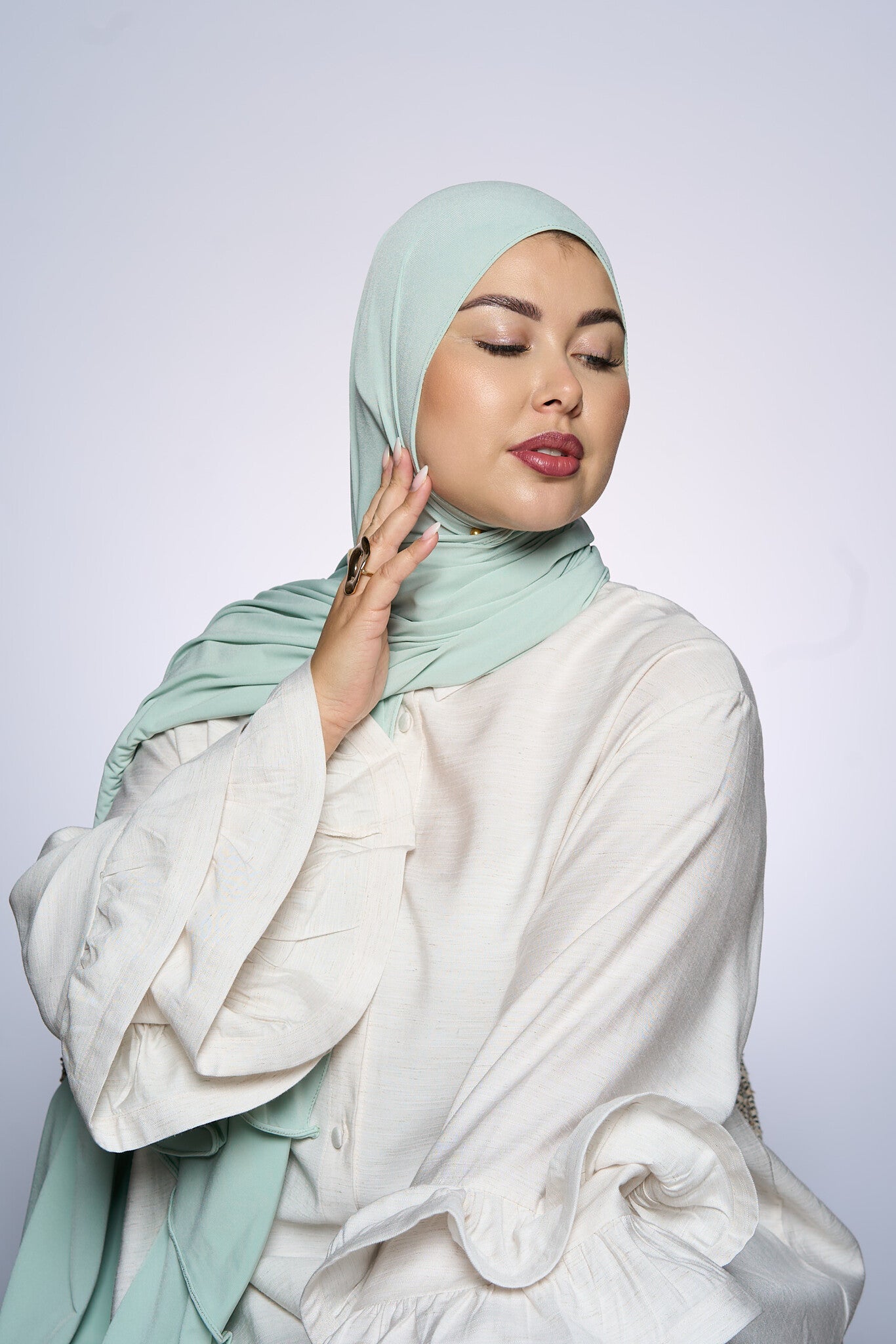 Premium Jersey Hijab Fin - Moss Mint