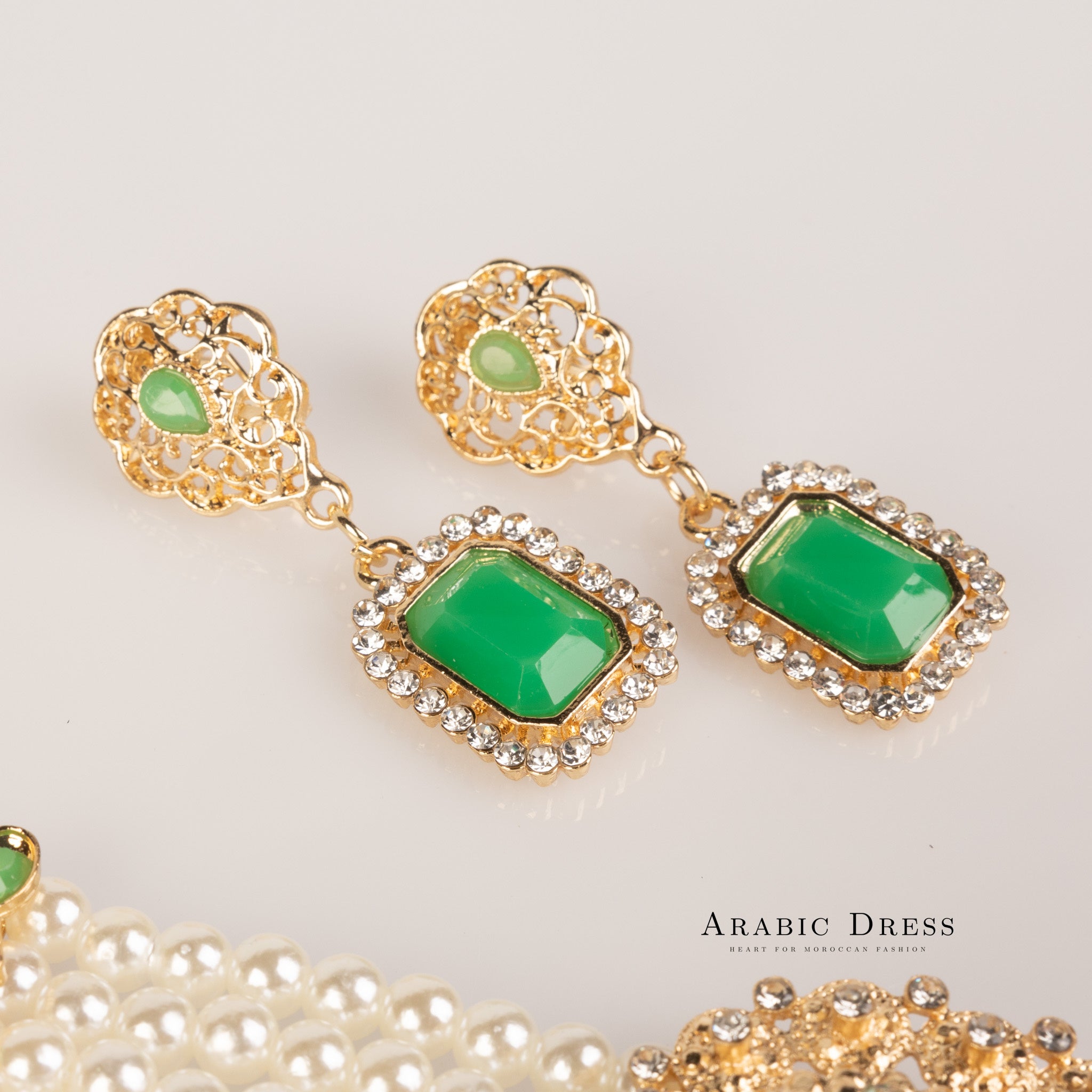 Nono pearl white/green necklace set