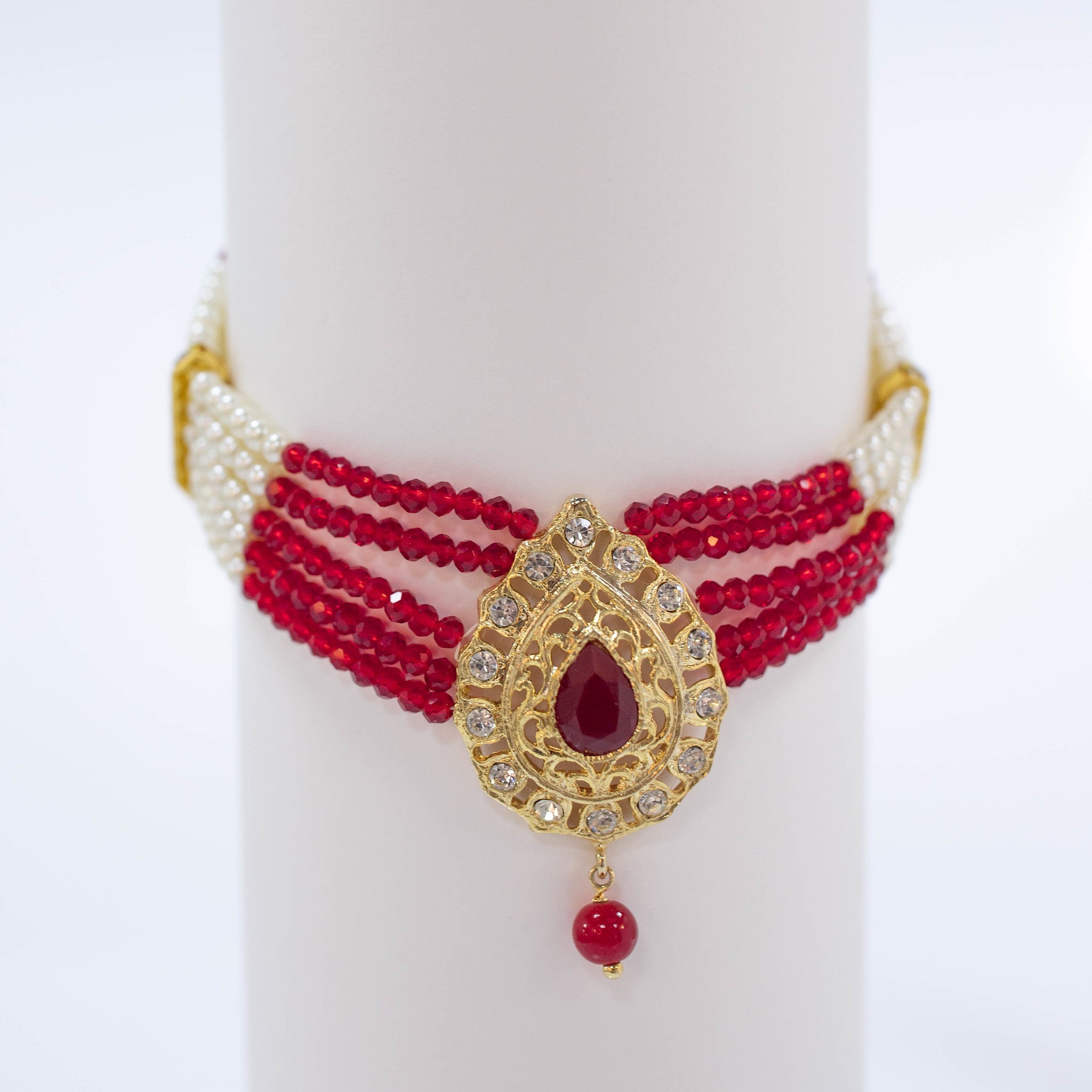 RED WHITE PEARL NECKLACE AMSA