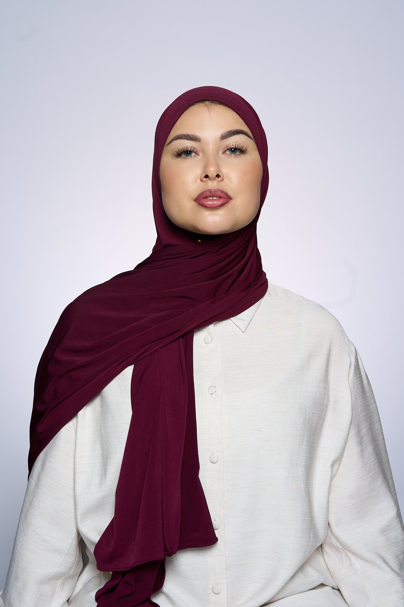 Premium Jersey Hijab Fin - Port Pomegranate