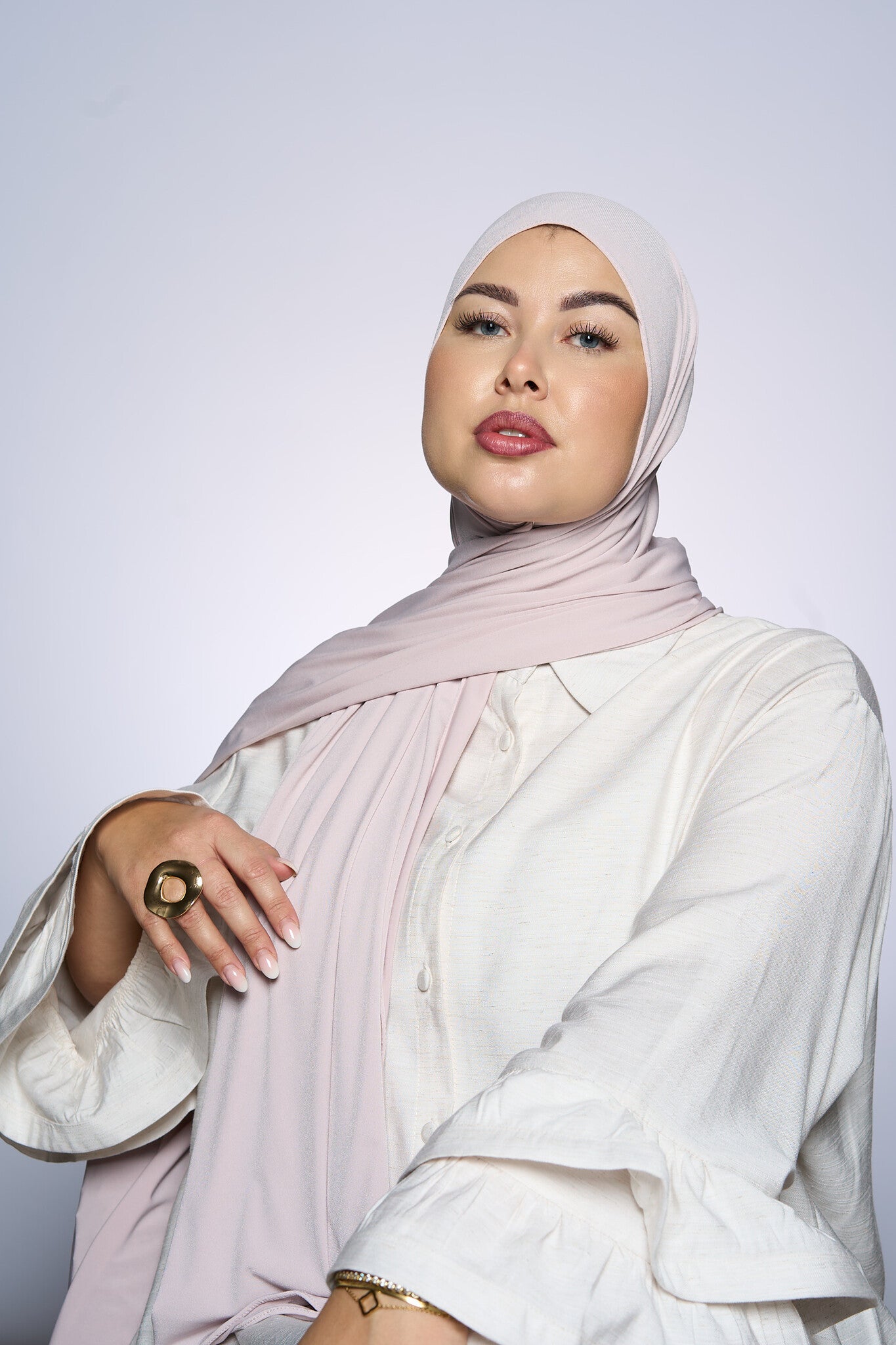 Premium Jersey Hijab Fin - Light Parel