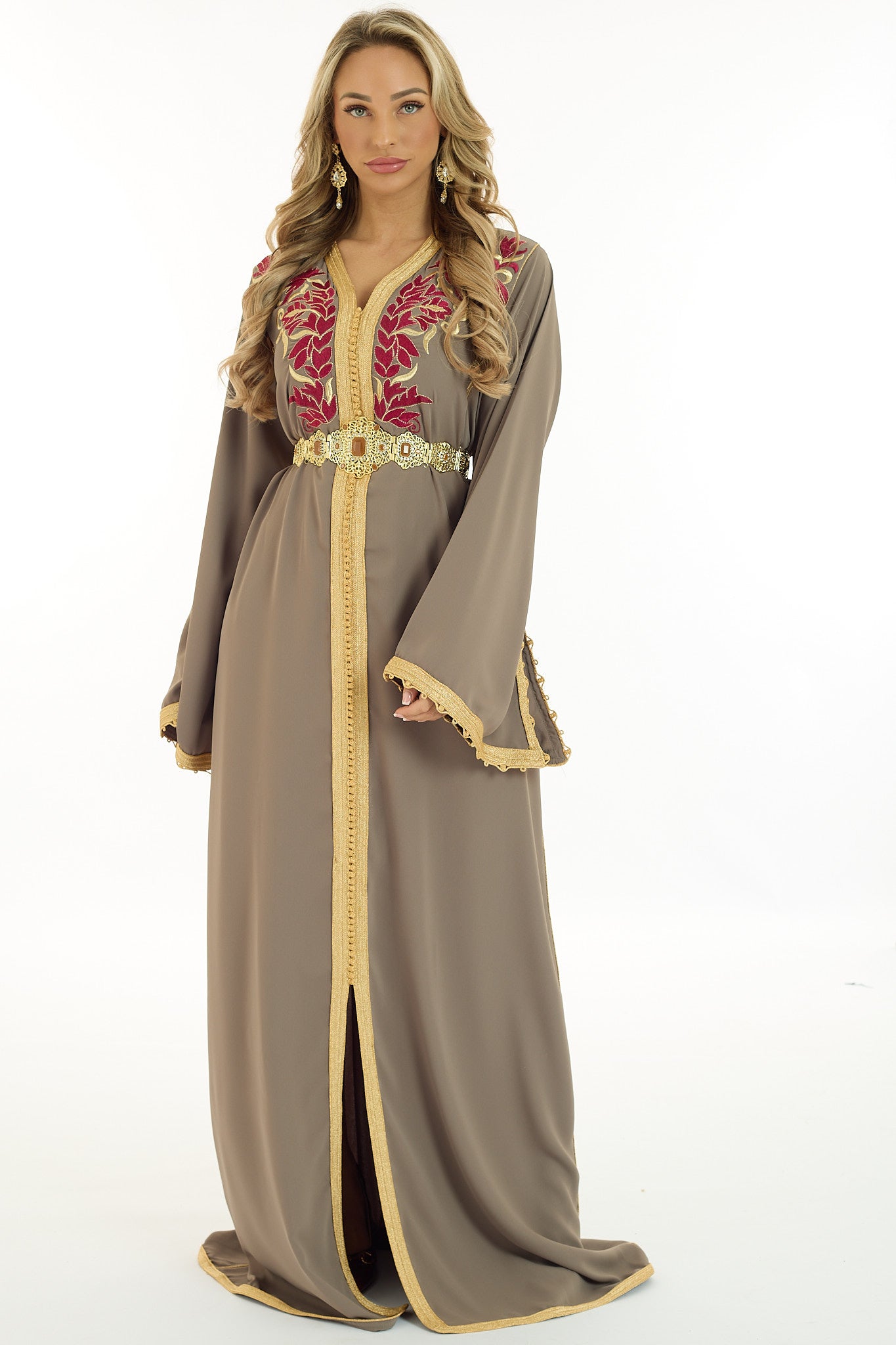 Caftan Oumaima Nude Pomegrante