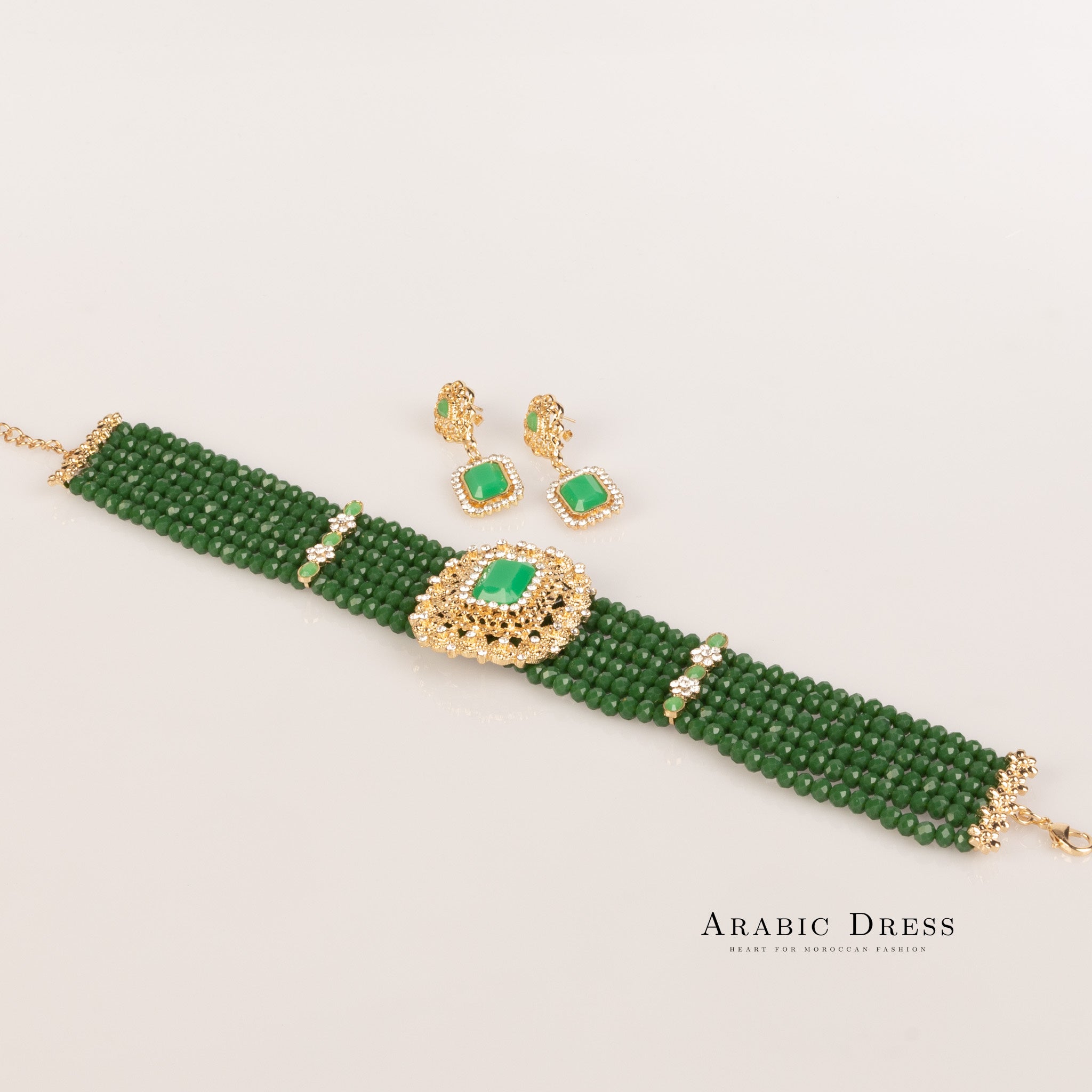 Nono pearl green necklace set