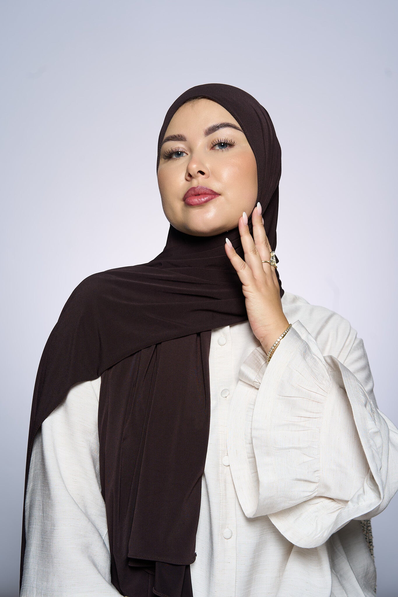 Premium Jersey Hijab Fin - Coffee Brown