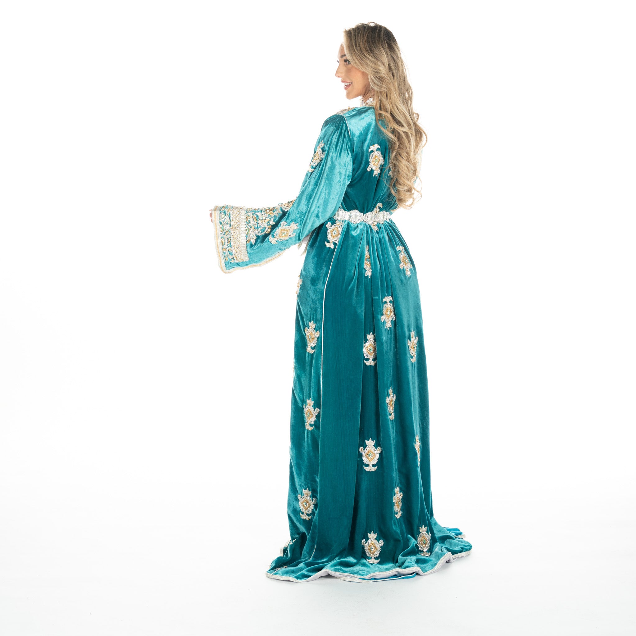 Exclusieve Caftan Aleena Blue Petrol