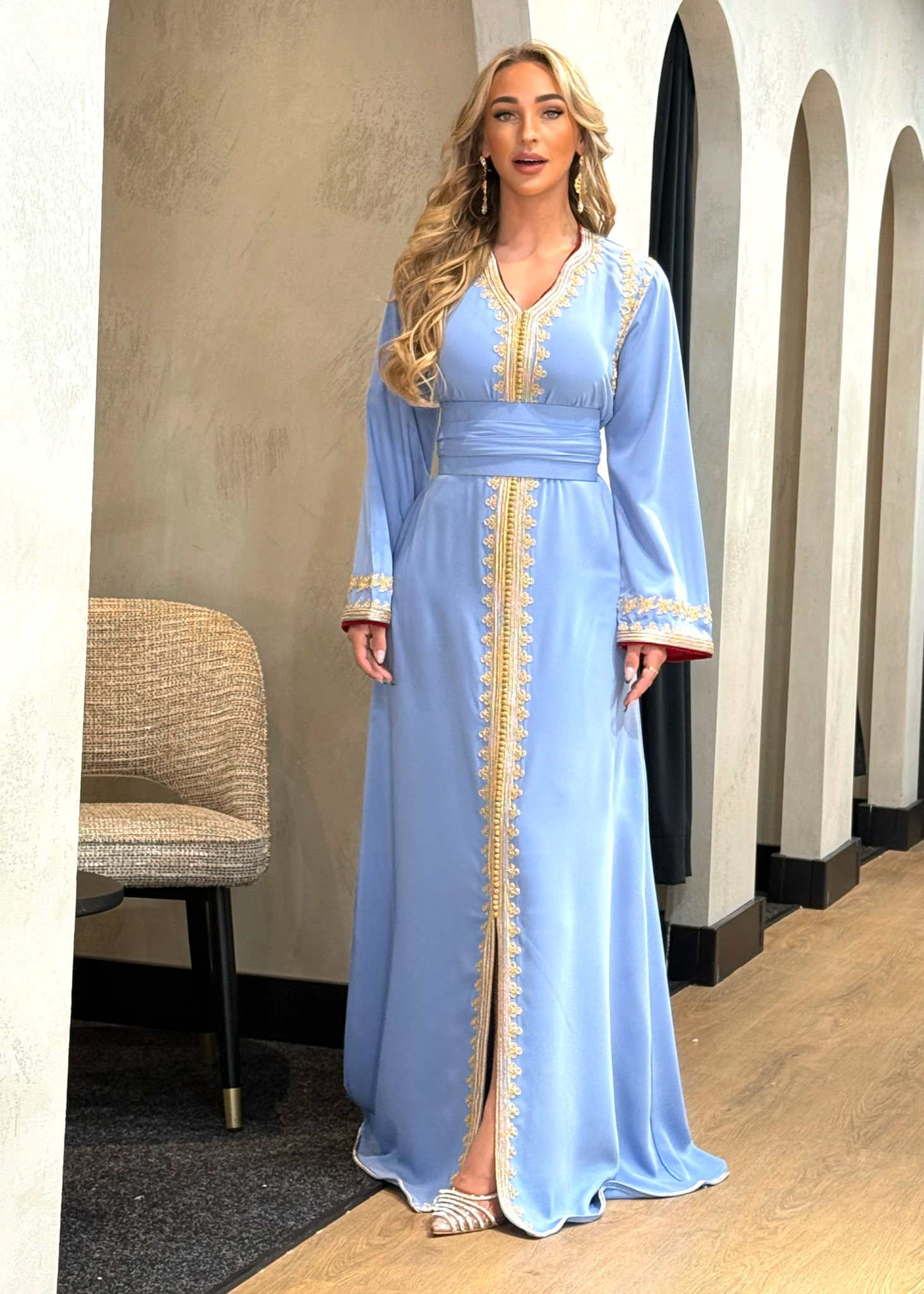 Caftan Razan Blue-Pomegrante