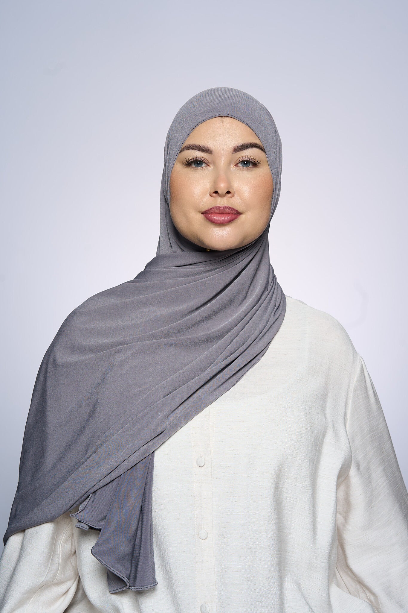 Premium Jersey Hijab Fin - Light Gray