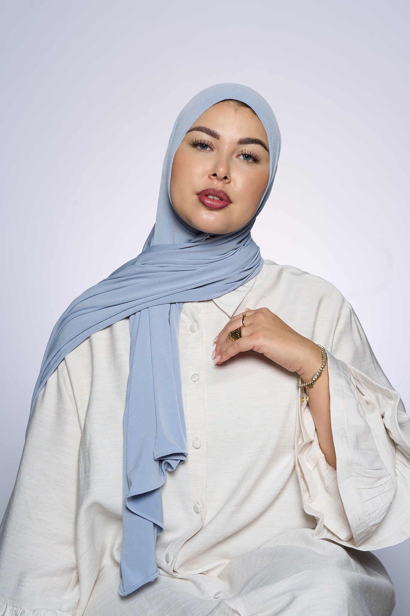 Premium Jersey Hijab Fin - Silver Gray