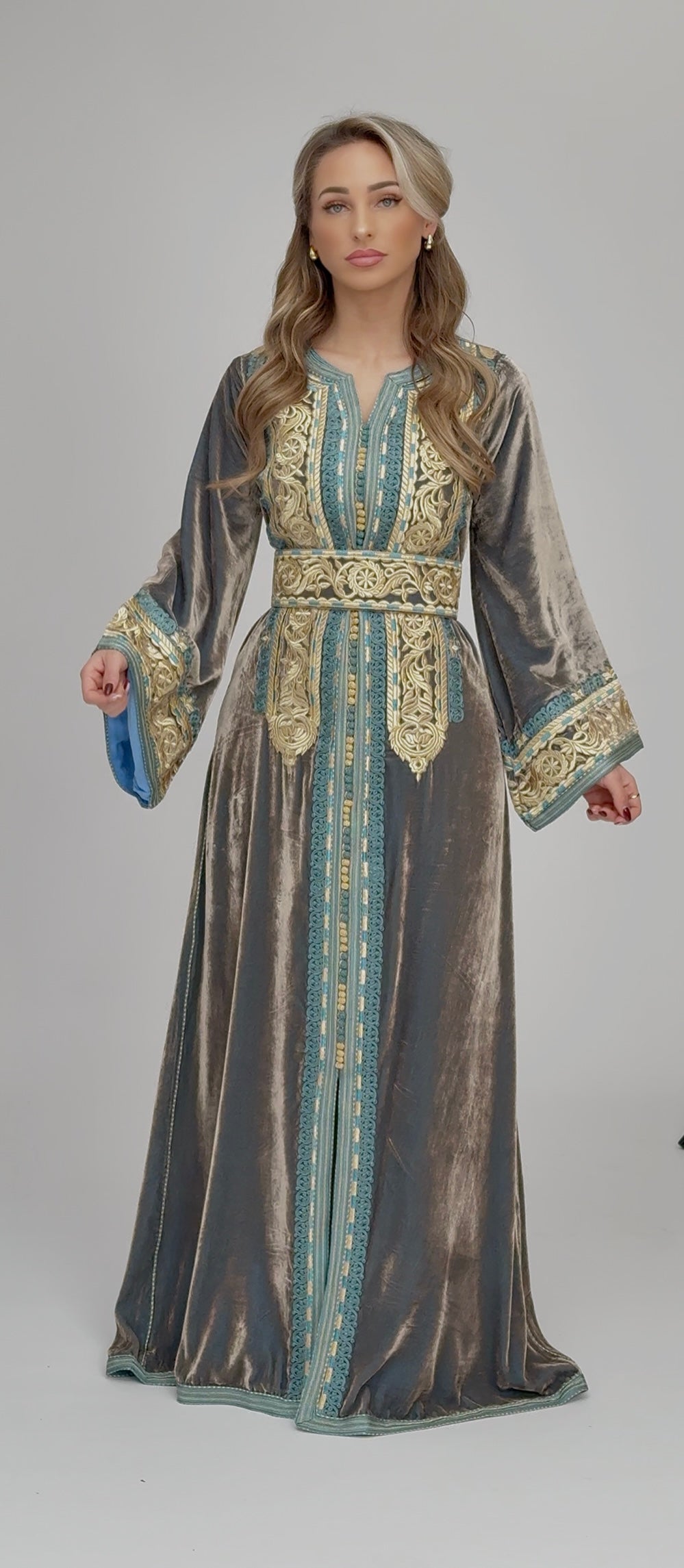Caftan Fidya Blue/Brown