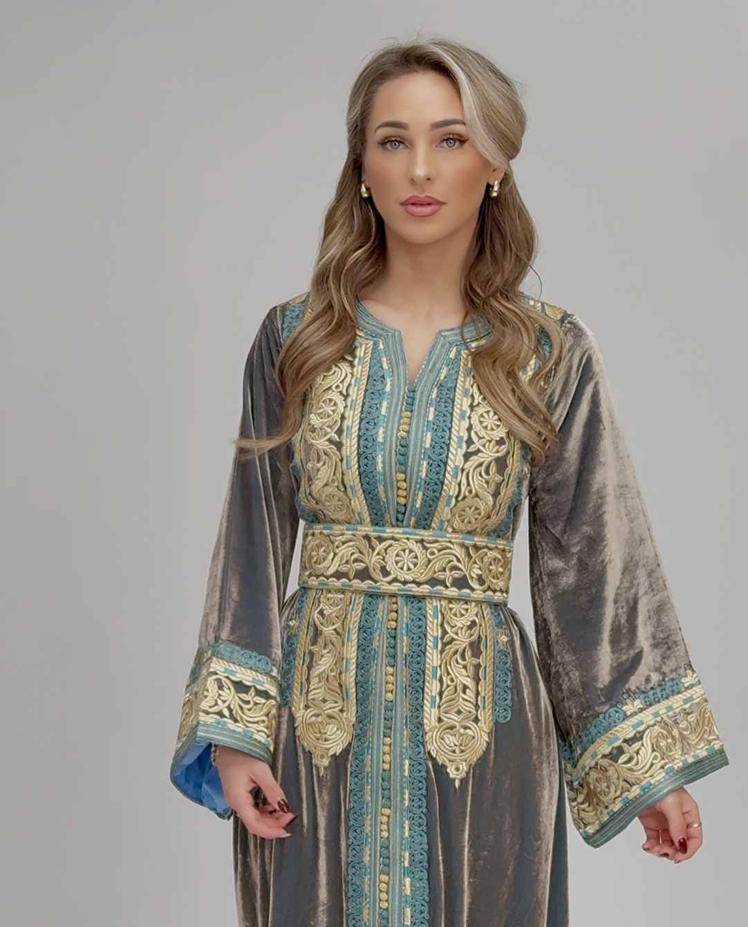 Caftan Fidya Blue/Brown