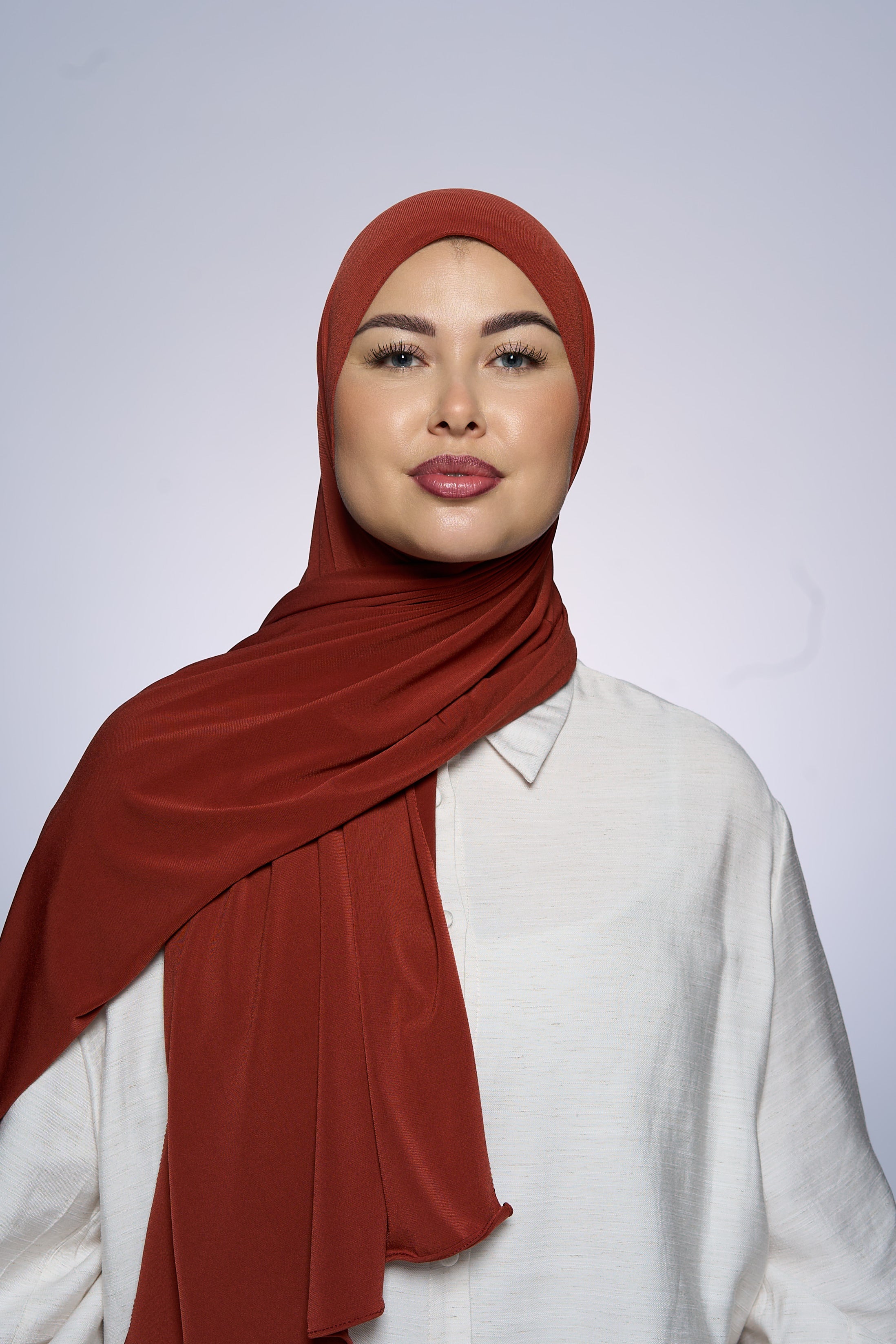 Premium Jersey Hijab Fin - Grape Orange