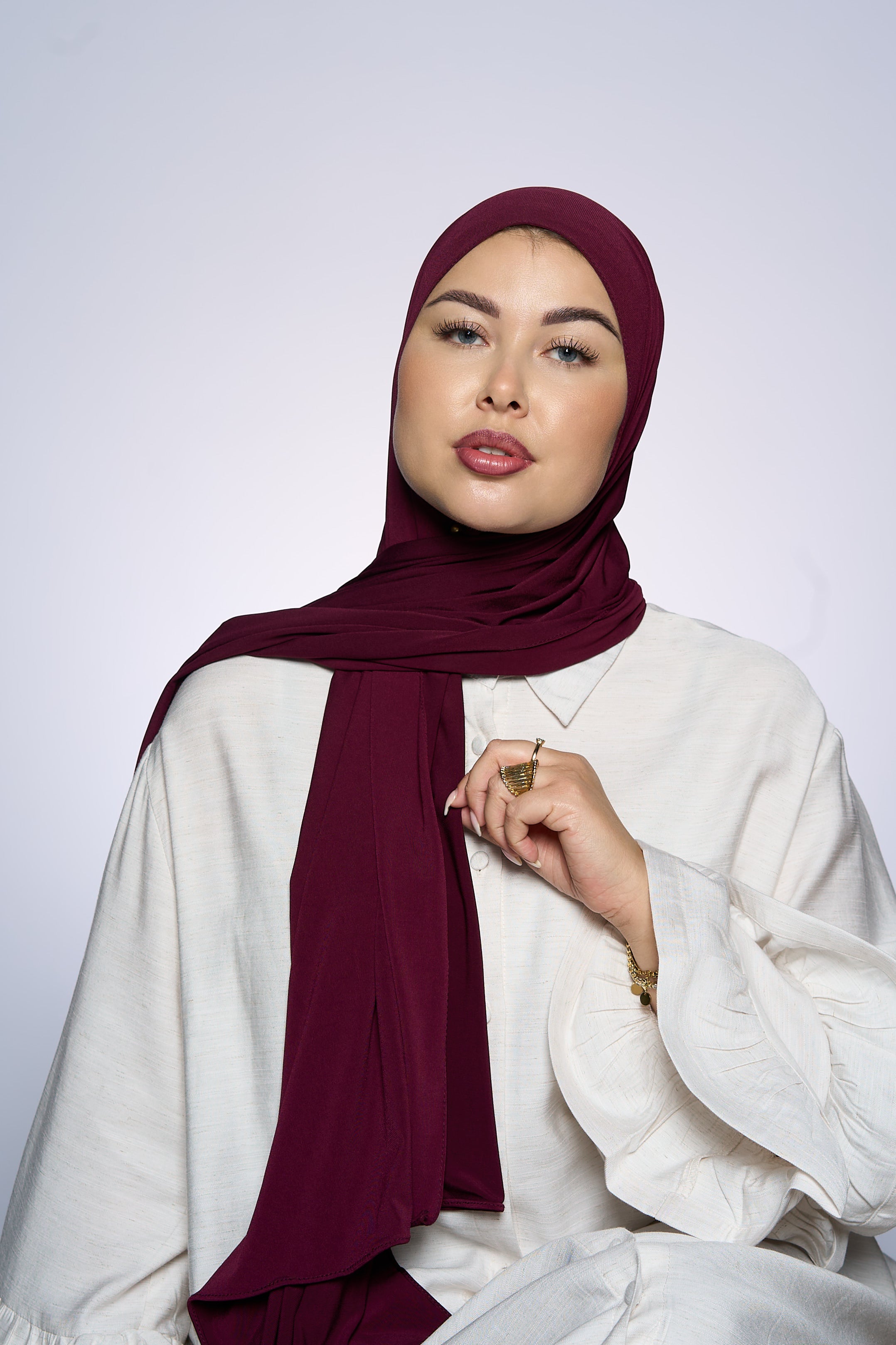 Premium Jersey Hijab Fin - Port Pomegranate