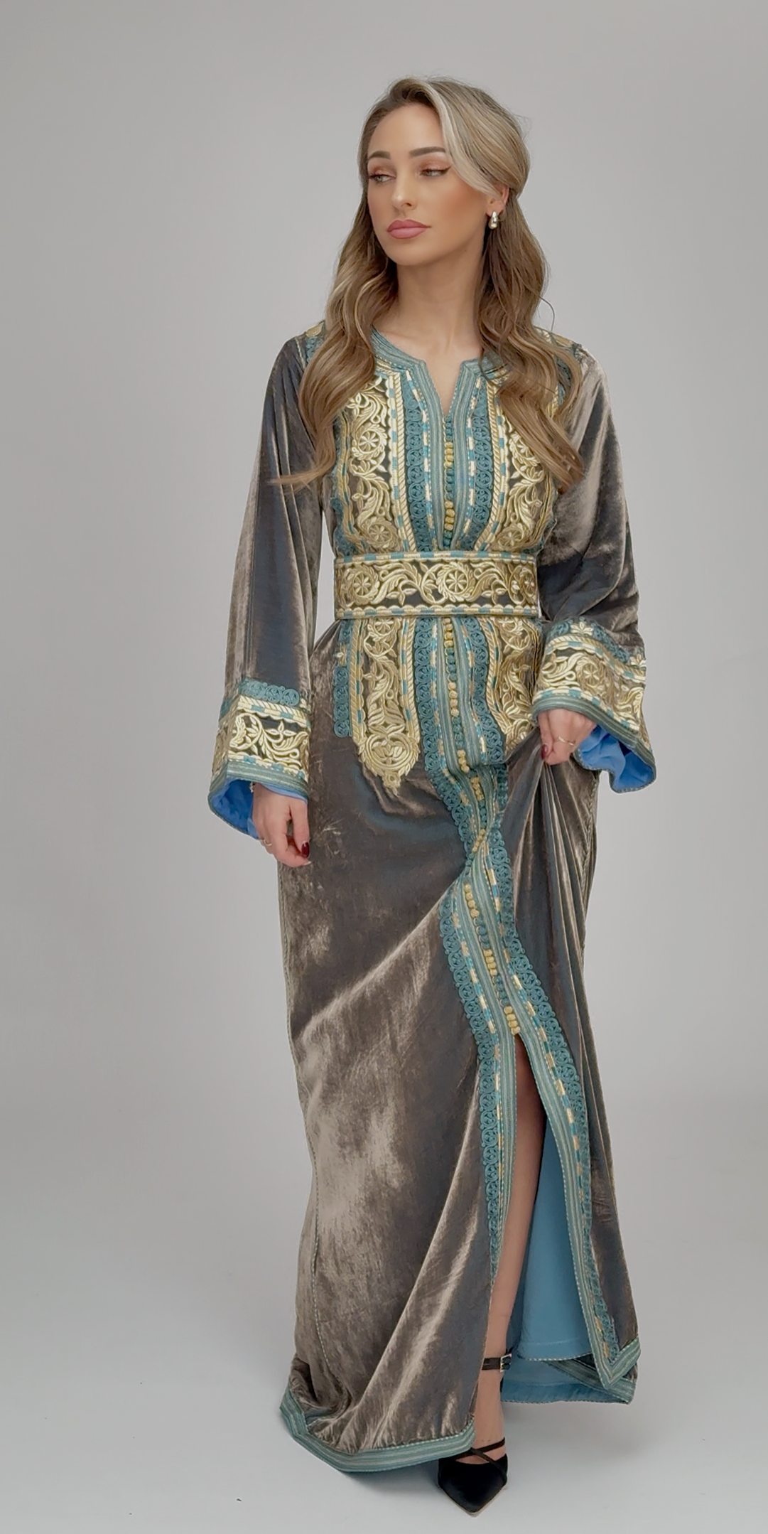 Caftan Fidya Blue/Brown