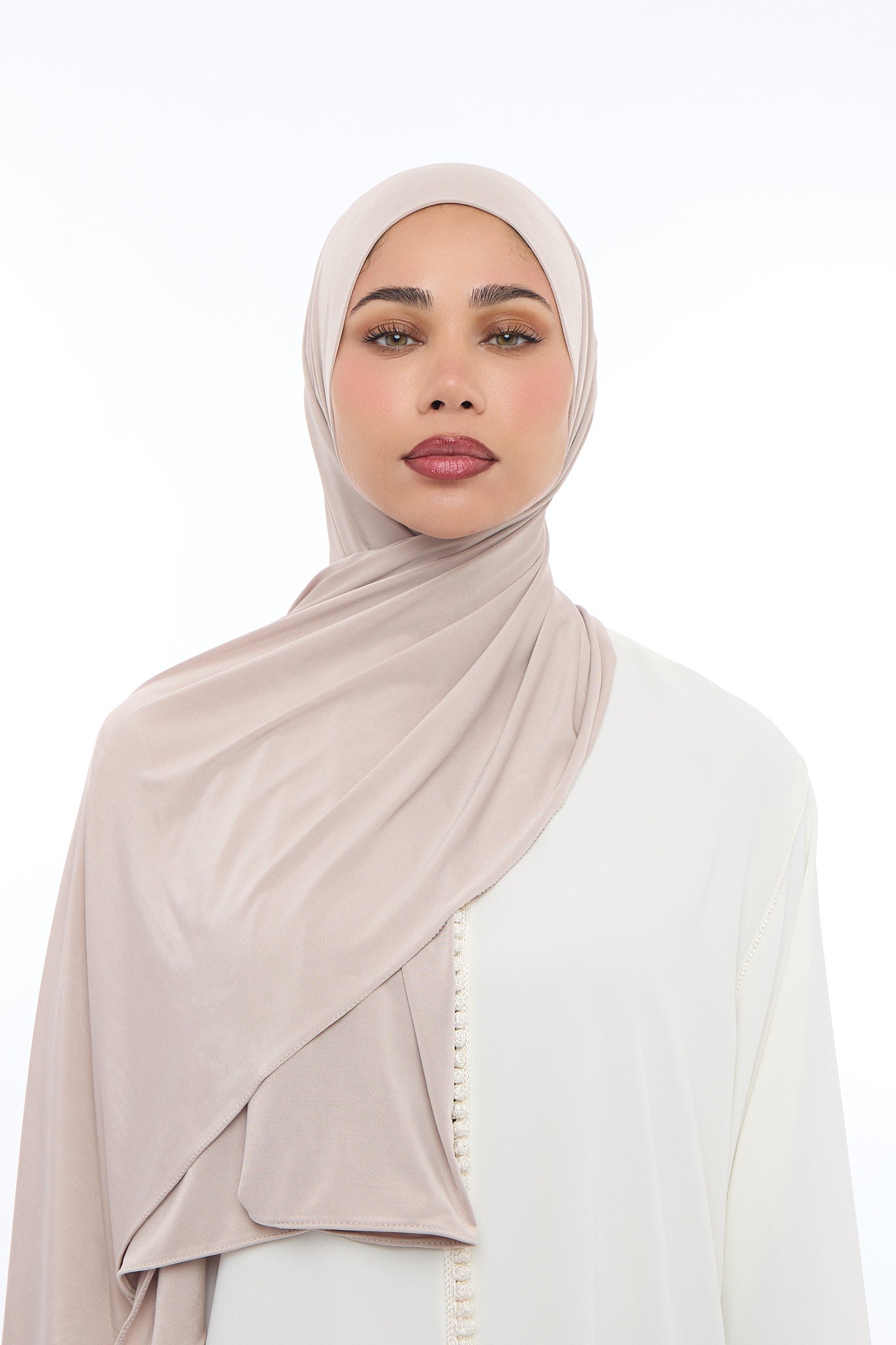 Liquid Jersey Hijab Min - Ash beige